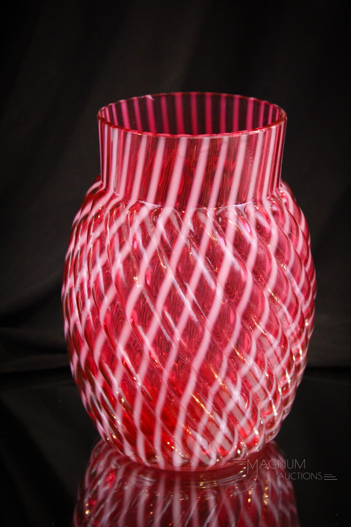 Cranberry Opalescent Reverse Swirl Victorian Glass celery vase (1 of 7)