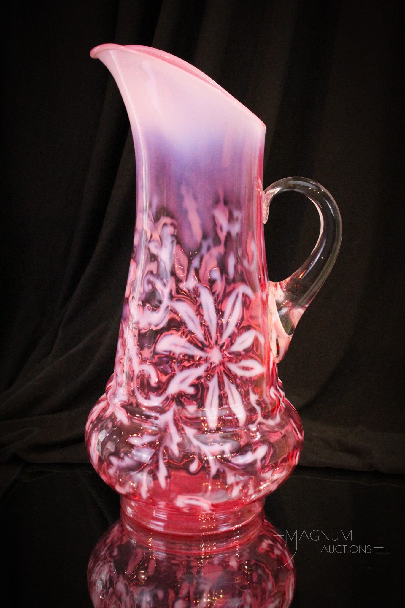 Scarce Cranberry Opalescent Northwood Victorian Glass Tankard Pitcher (1 of 7)