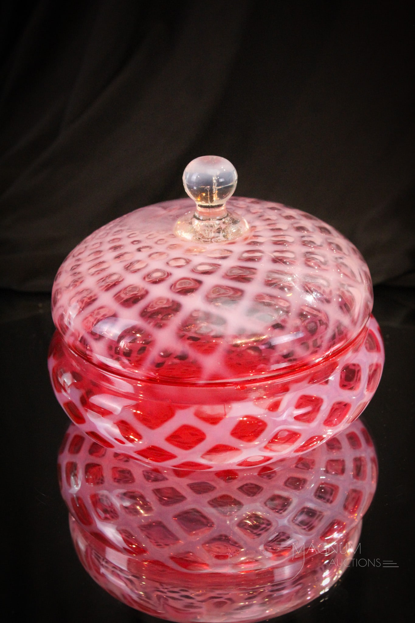 Scarce Cranberry Opalescent Buckeye Victorian Butter Dish (1 of 6)