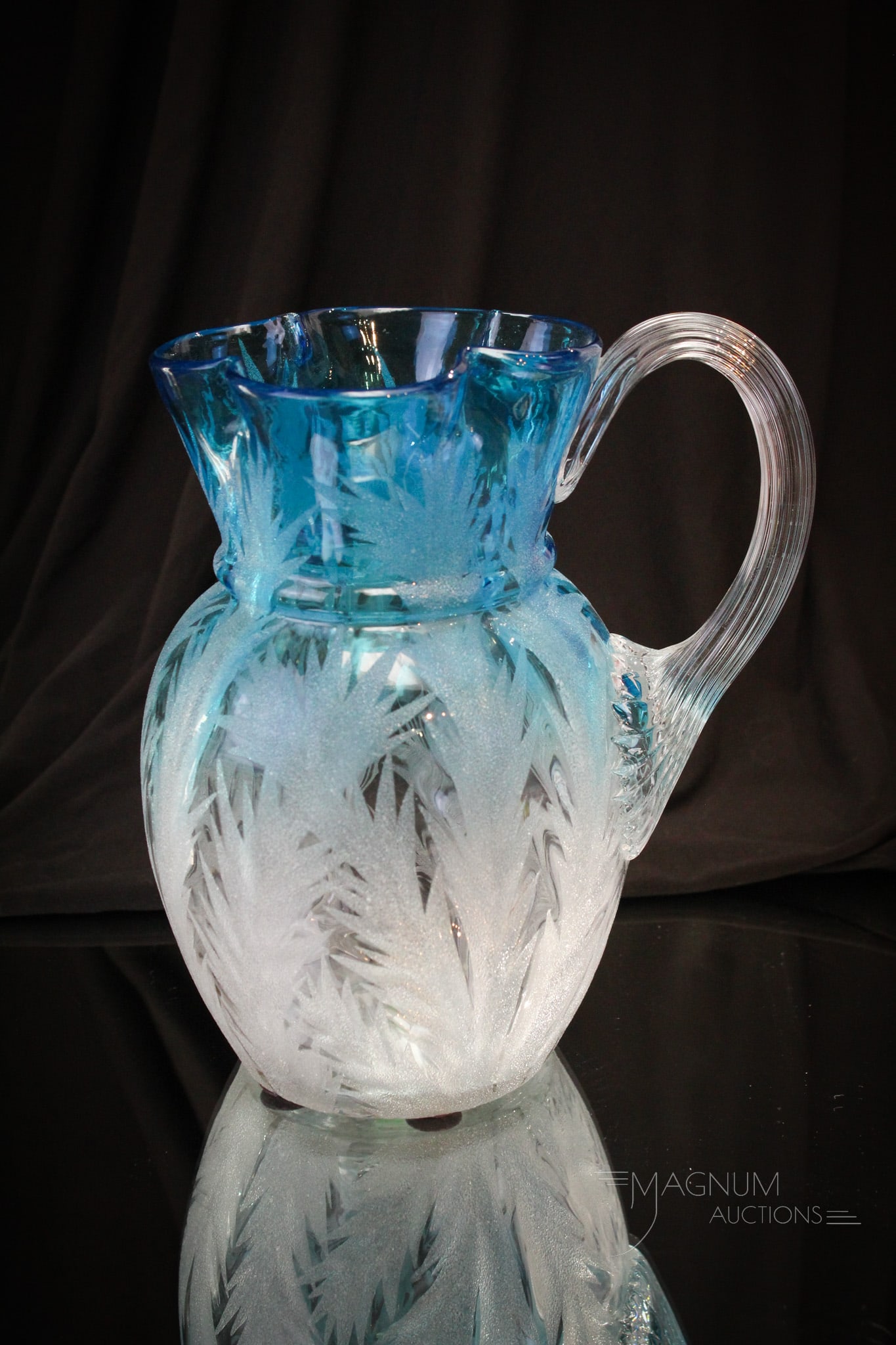 Rare Blue Frosted Scottish Moor Victorian water Pitcher (1 of 7)