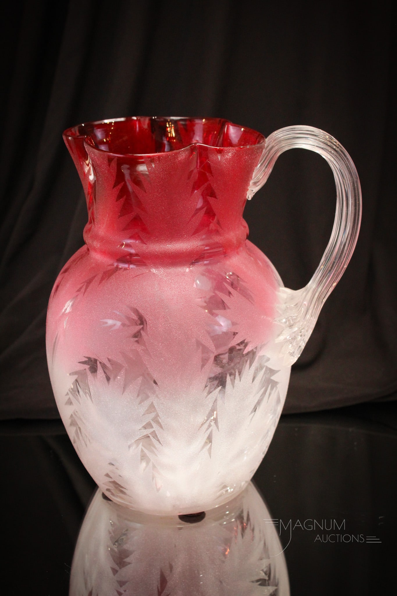 Rare Cranberry Frosted Scottish Moor Victorian Water Pitcher (1 of 7)