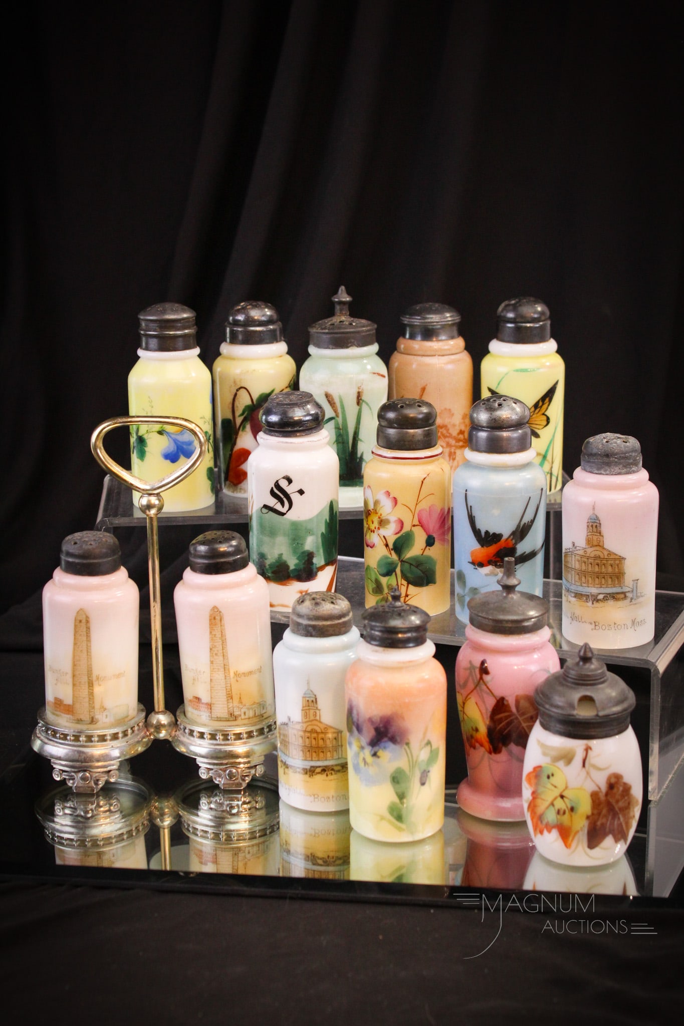 15 pc Lot Victorian Souvenir & More Victorian Glass Salt Shakers (1 of 8)