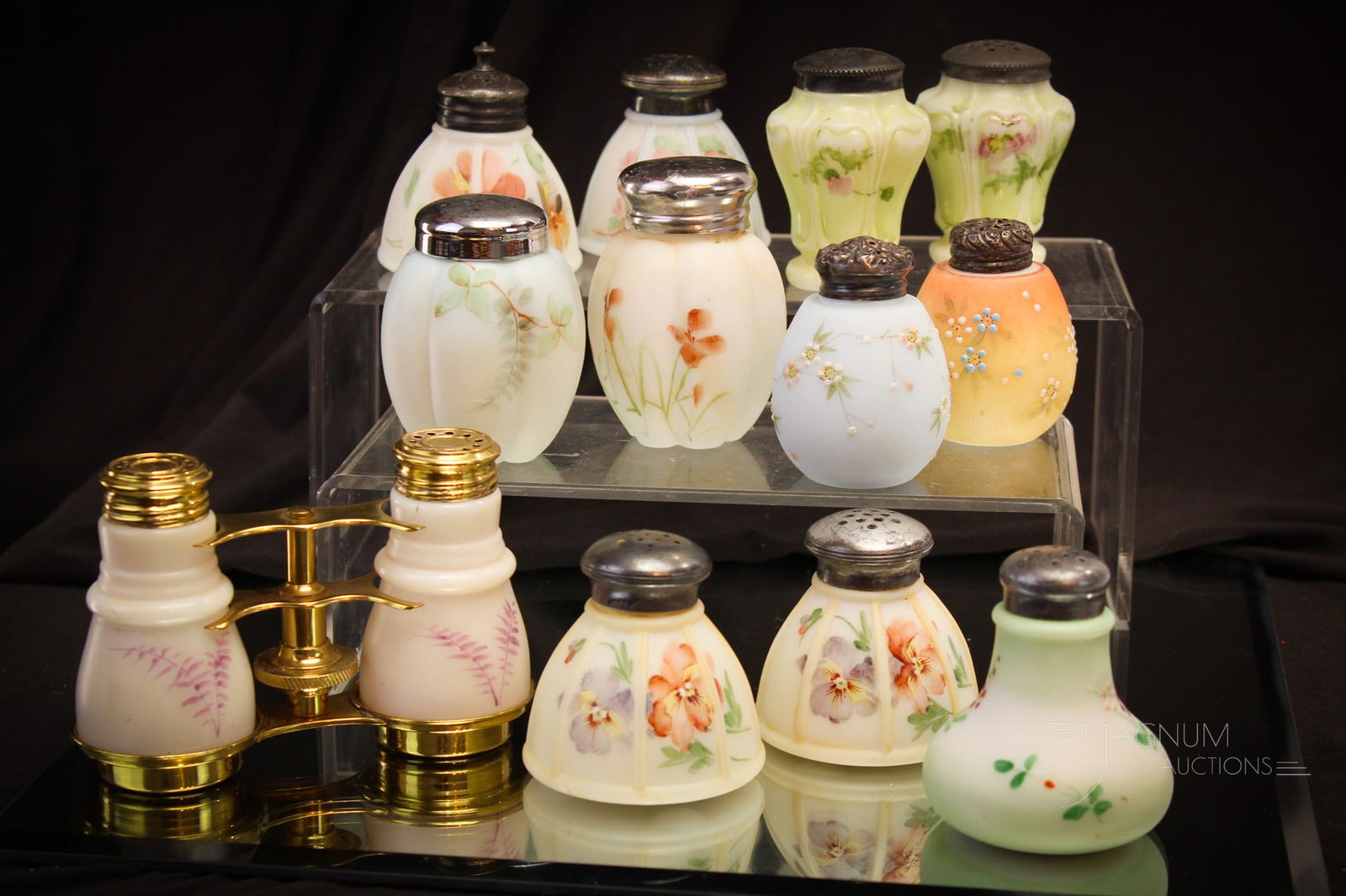 13 pc Lot Victorian Glass Mt. Washington Wavecrest & More Salt Shakers (1 of 7)