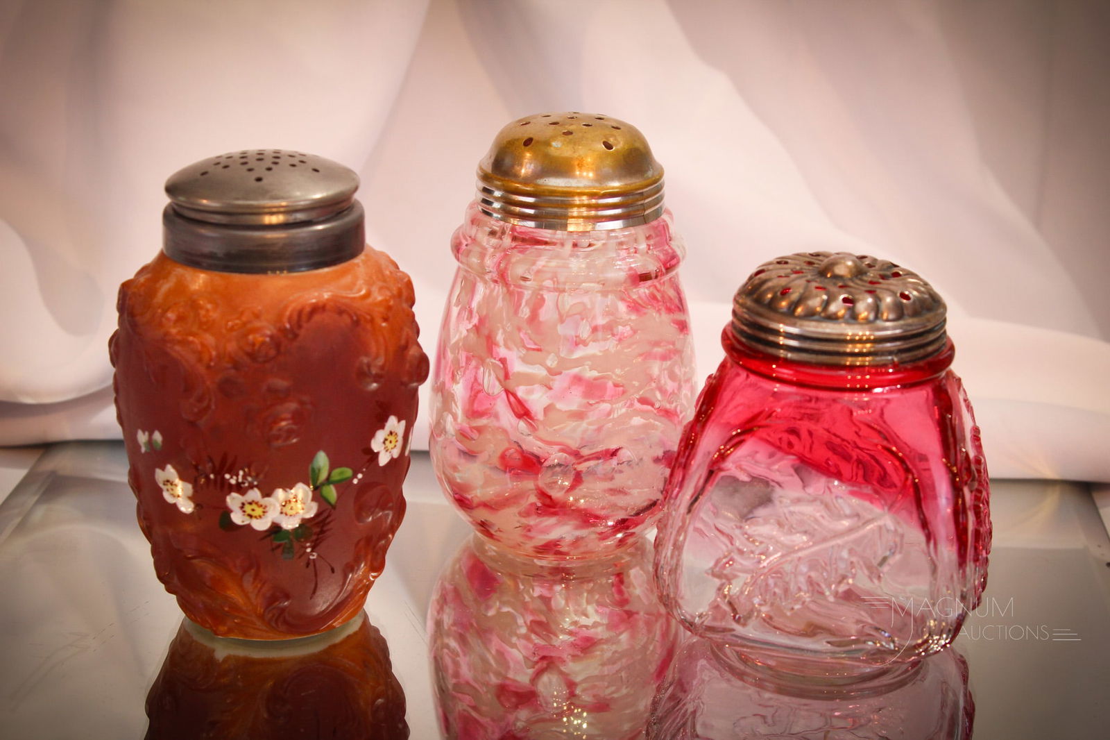 3 pc Lot Victorian Glass Sugar Shakers Northwood & More (1 of 11)