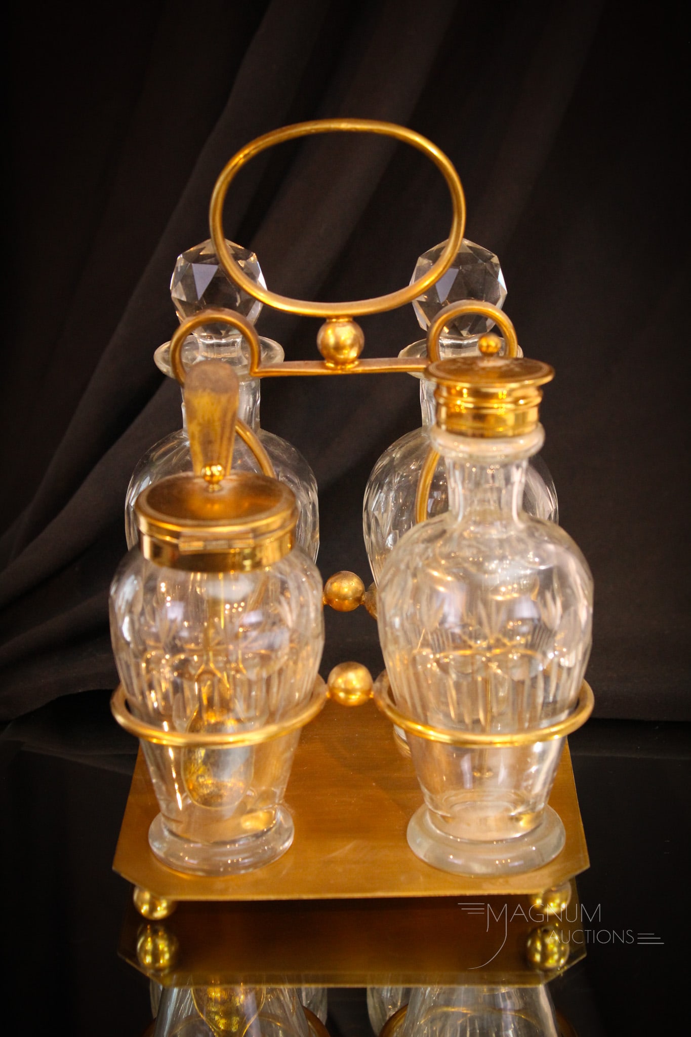 Victorian Gilt Cut Crystal Glass Condiment Castor (1 of 11)
