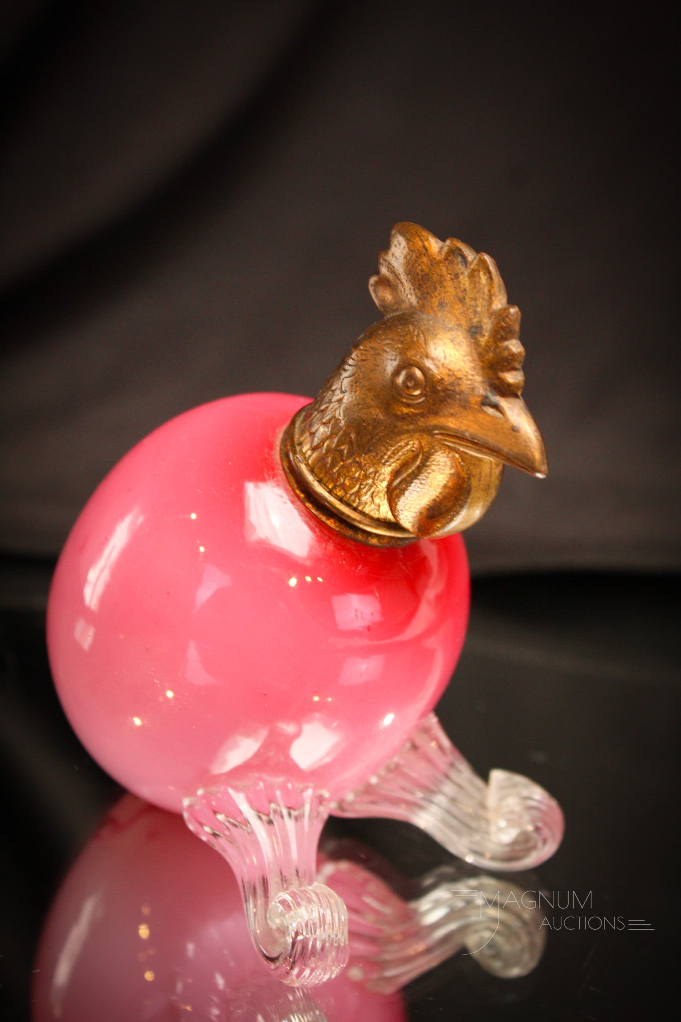 Rare Peachblow Victorian Figural Glass Chick Head Perfume Bottle (1 of 6)