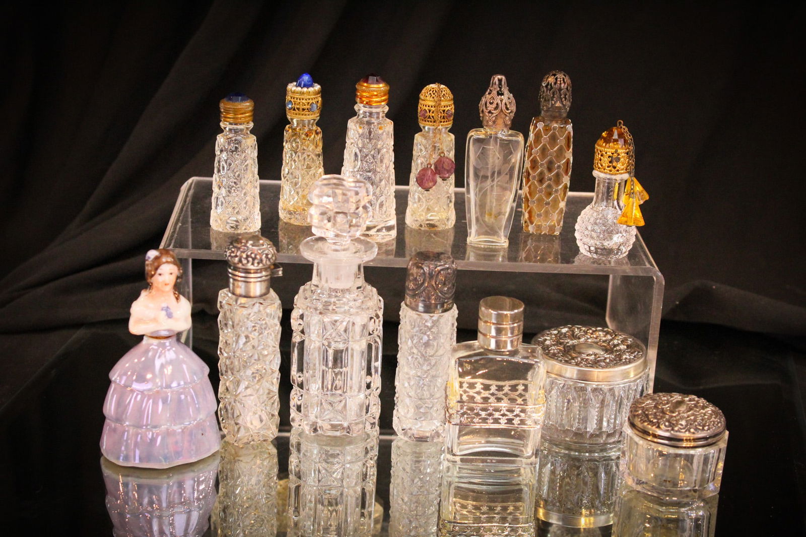 14 pc Antique Glass Lot Perfume & Vanity Collectibles (1 of 6)