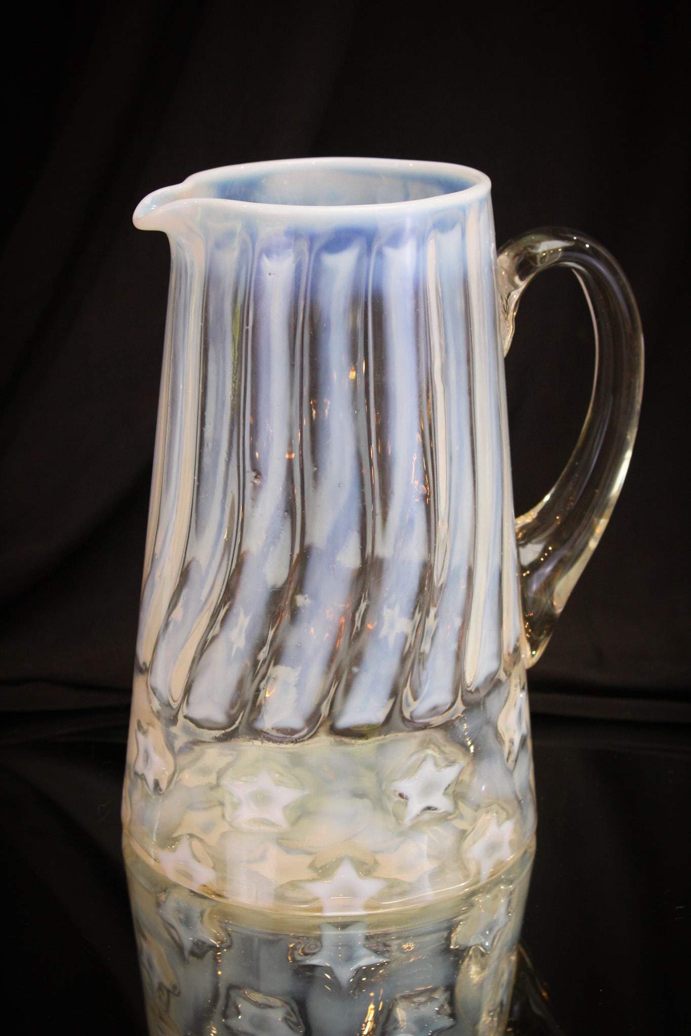 Rare Victorian Opalescent Stras & Stripes Water Pitcher (1 of 7)