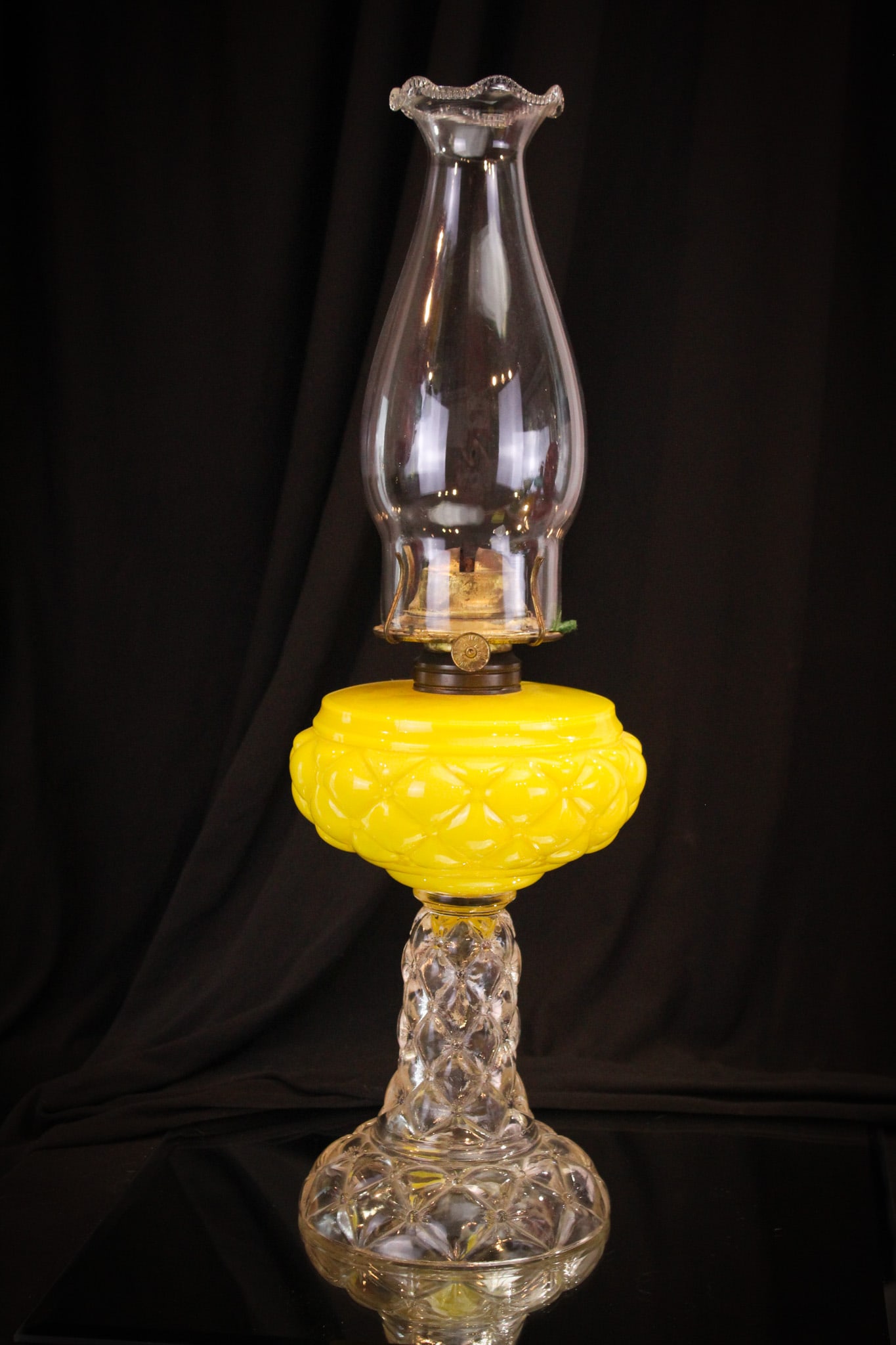Fostoria Consolidated Victorian Glass Cased Florette Oil Lamp (1 of 6)
