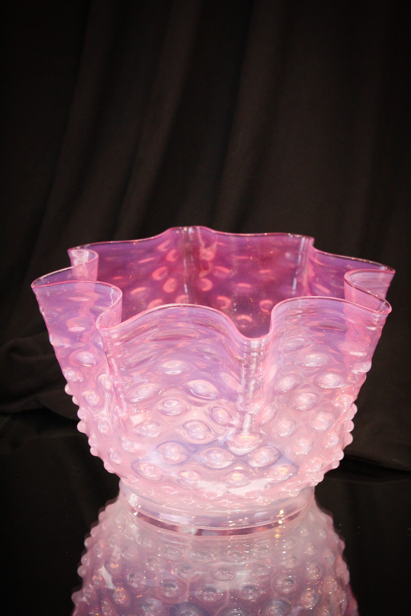 Pink Opalescent Victorian Hobnail Art Glass Shade (1 of 7)
