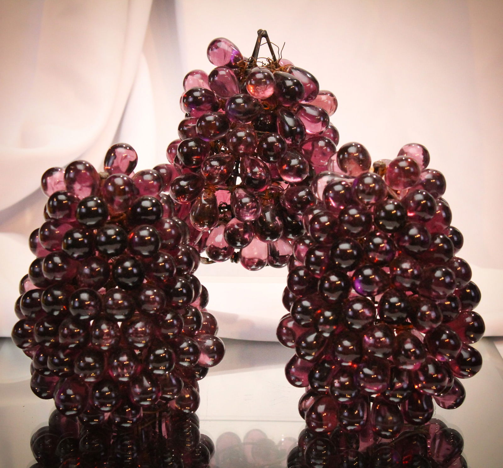 3 pc Lot Antique Czechoslovakian Glass Grape Form Shades (1 of 10)