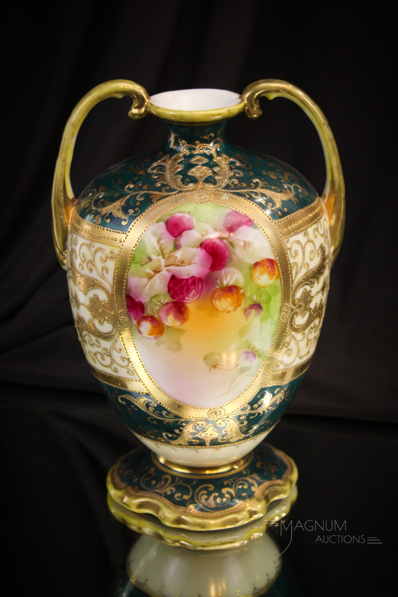 Nippon Porcelain Double Handle Gilt Blackberry Vase (1 of 7)