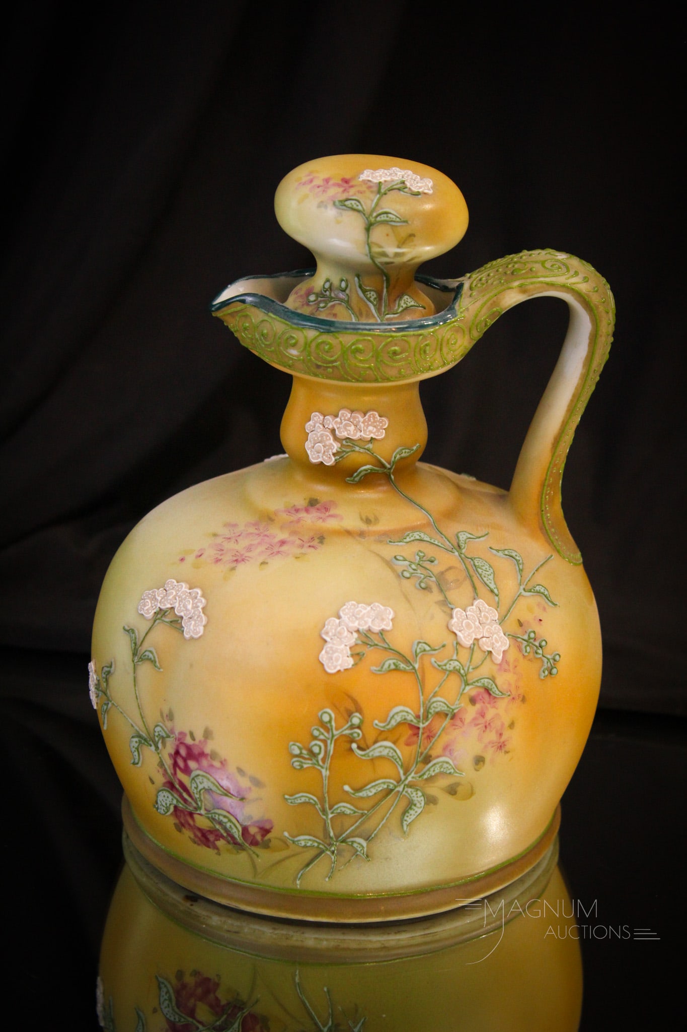 Nippon Porcelain Moriage Floral Satin Whiskey Jug (1 of 10)