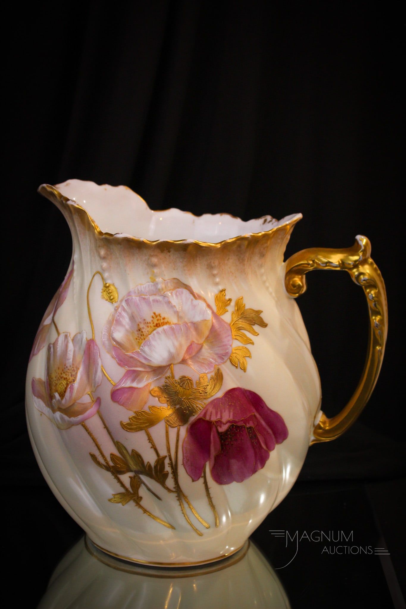 Limoges France Gilt Floral Decorated Porcelain Pitcher (1 of 8)