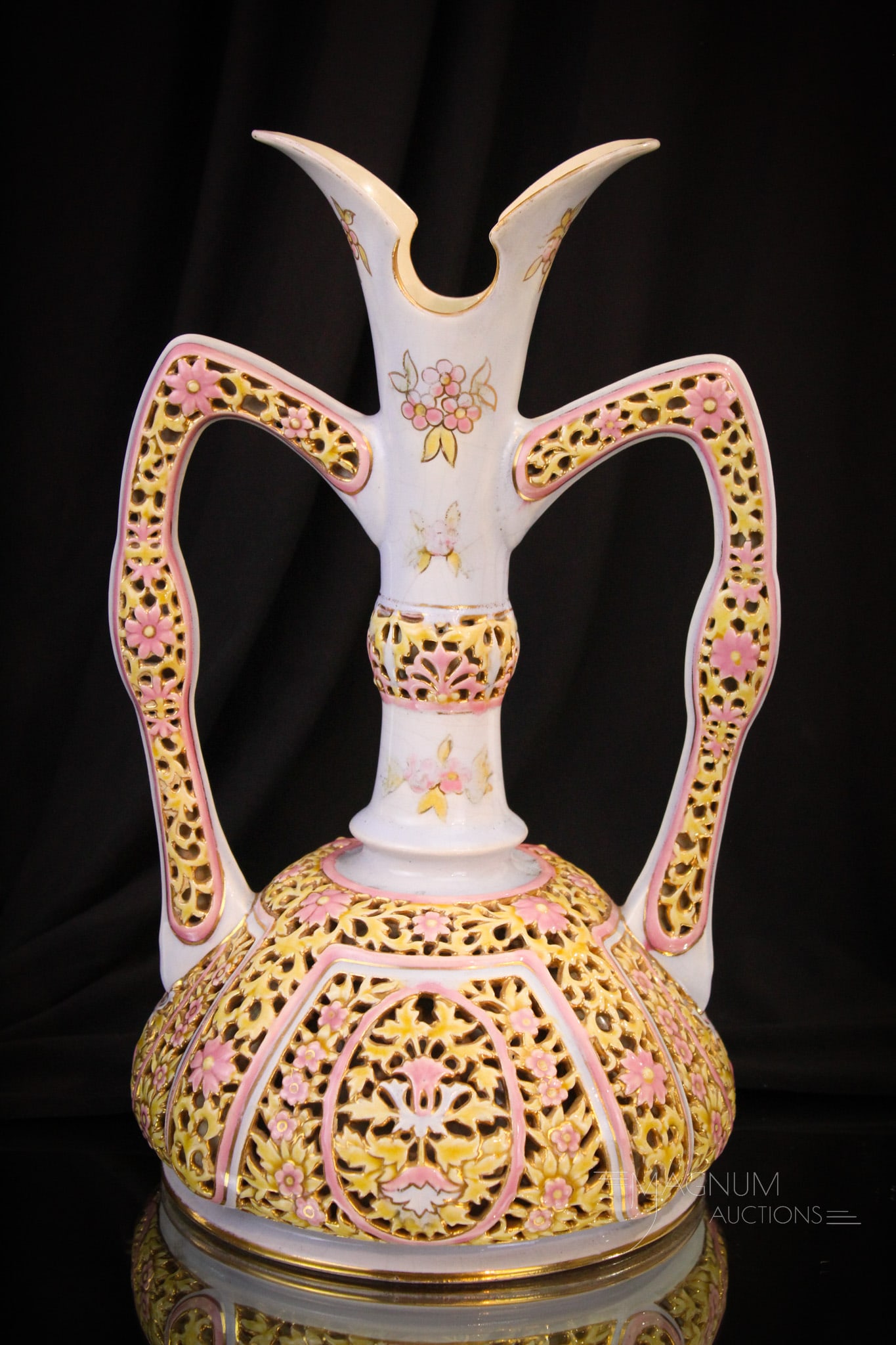 13" Zsolnay Porcelain Double Handle Vase (1 of 8)