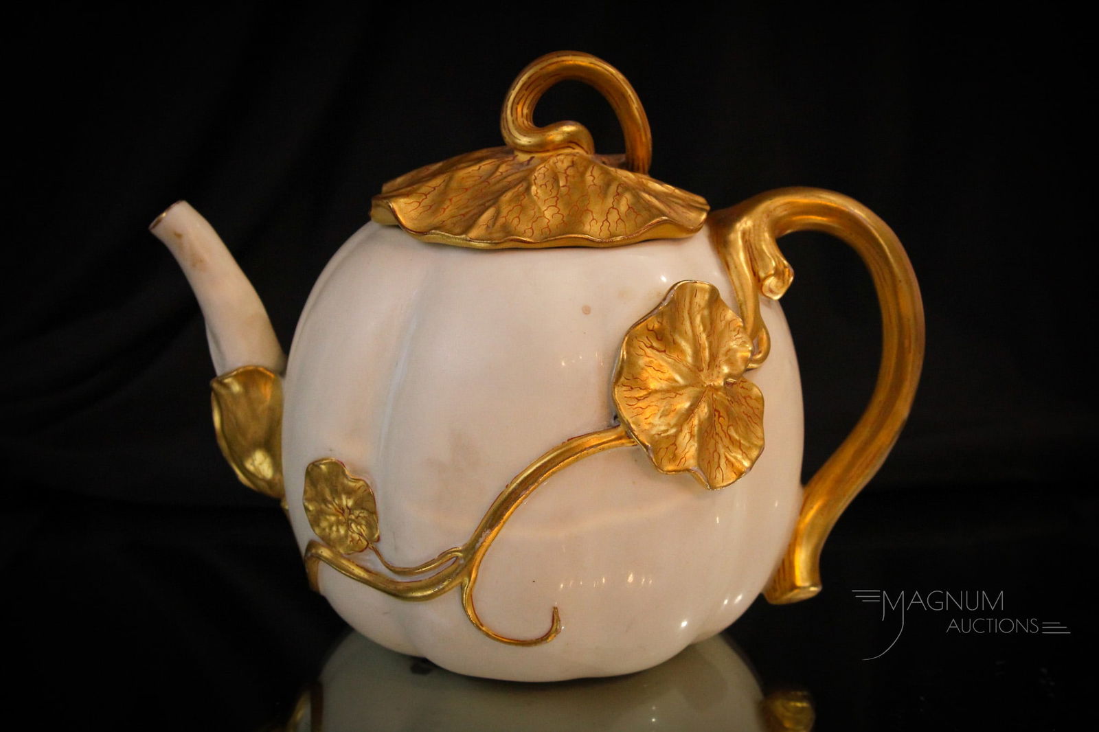 Royal Worcester signed Porcelain Pumpkin Tea Pot (1 of 7)