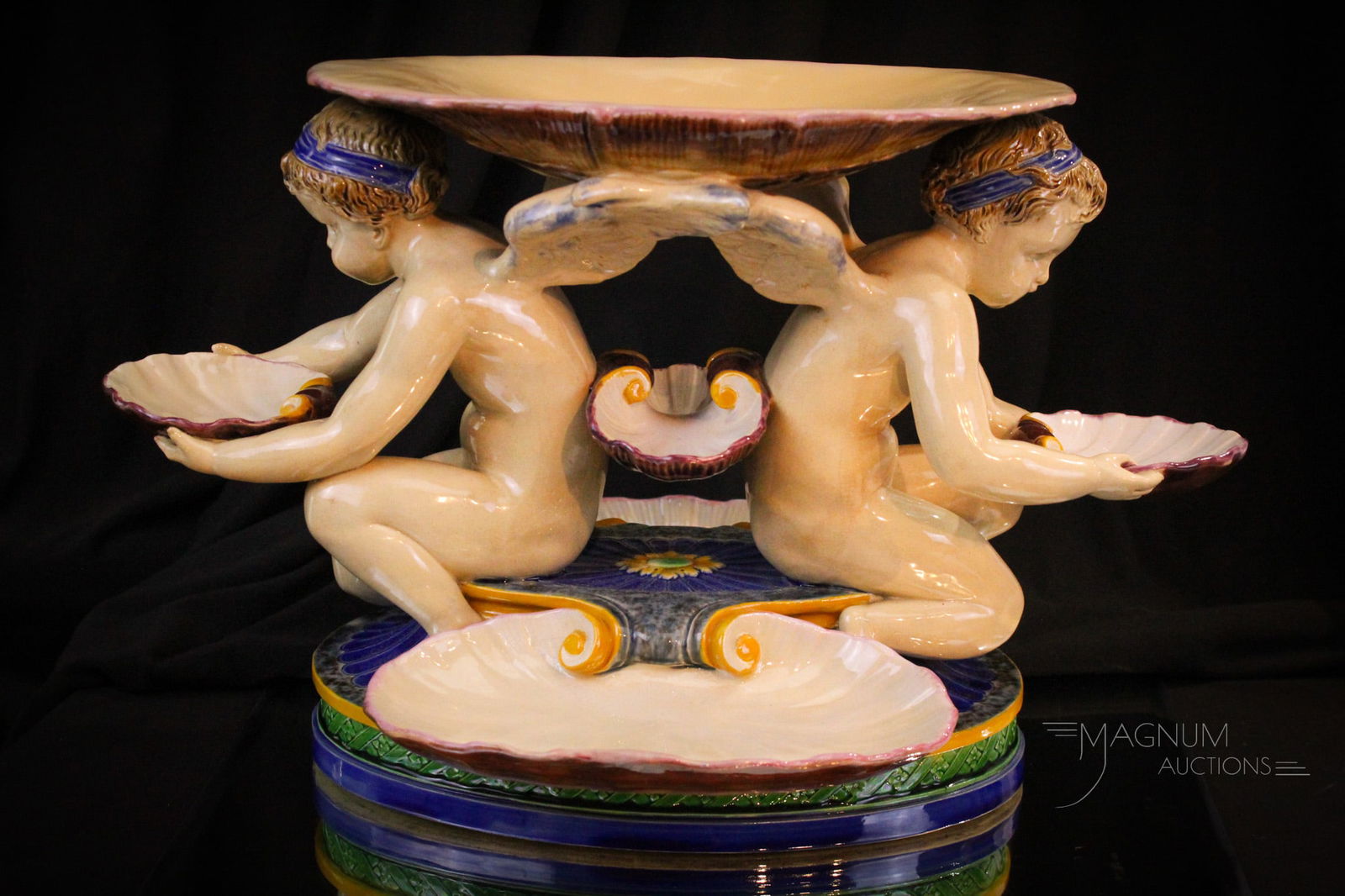 Scarce Minton Signed Majolica Cherub Centerpiece (1 of 11)