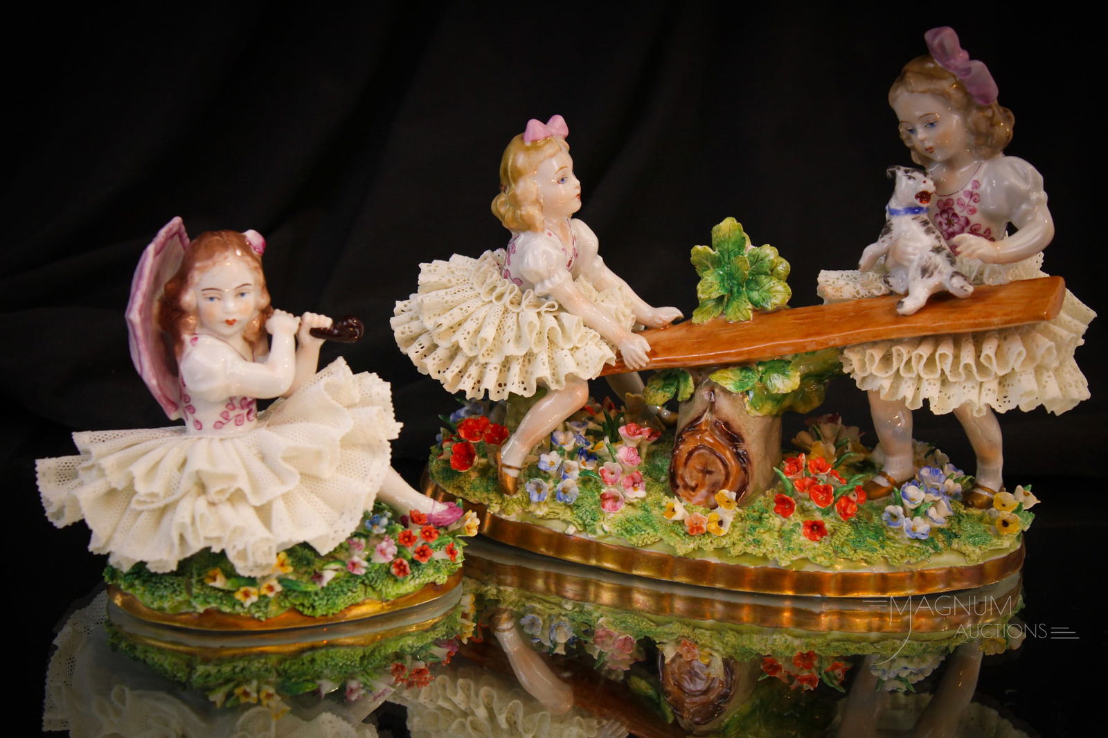 2 pc Lot Dresden Porcelain Lace Figurines (1 of 12)