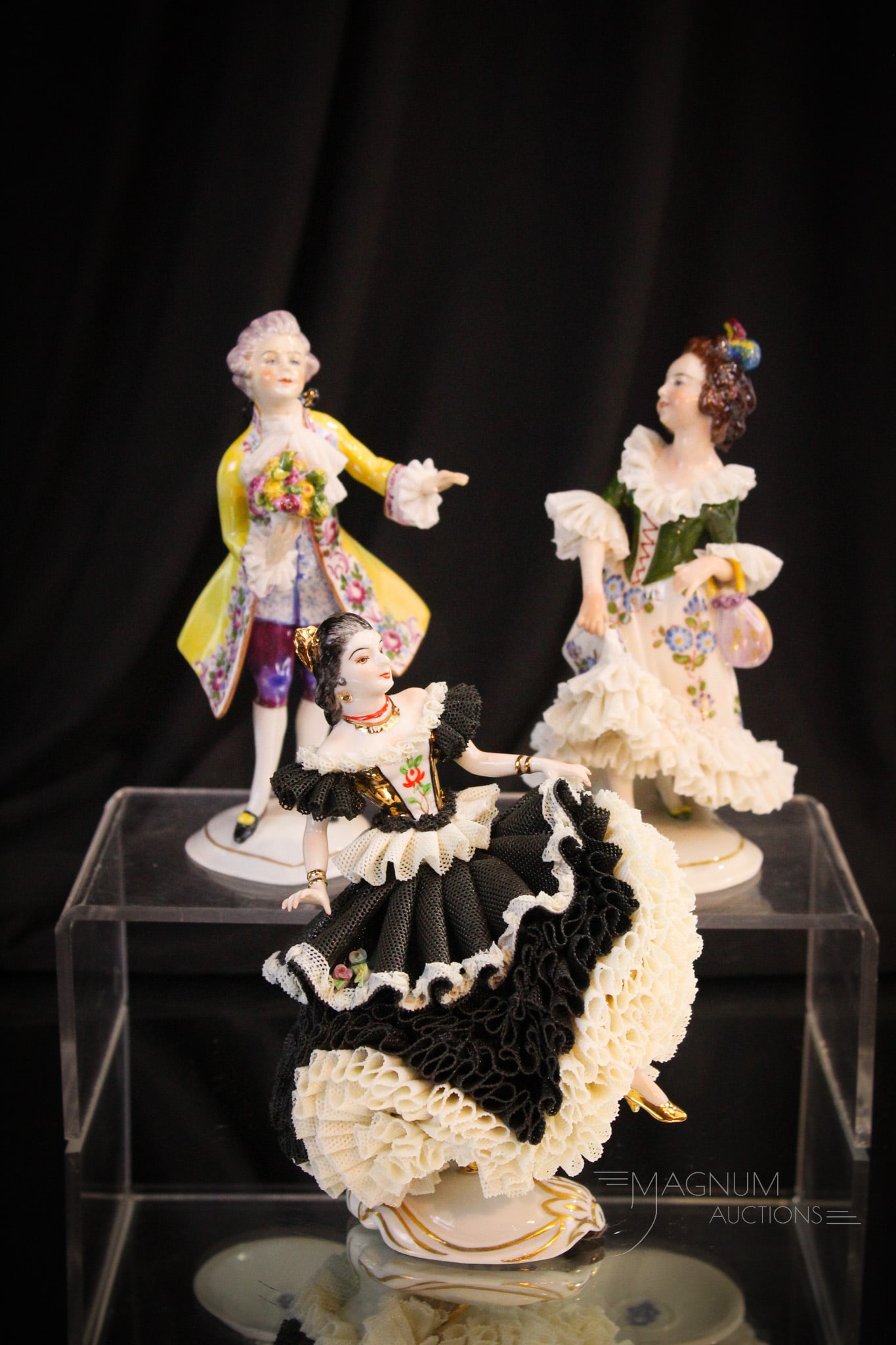 3 pc Lot Dresden Porcelain Lace Figurines (1 of 20)