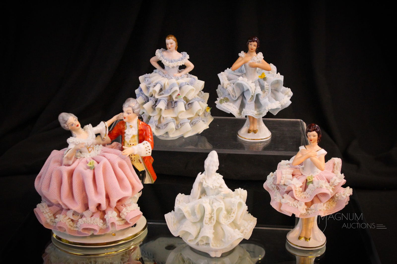 5 pc Lot Dresden Lacy Porcelain Figurines (1 of 20)