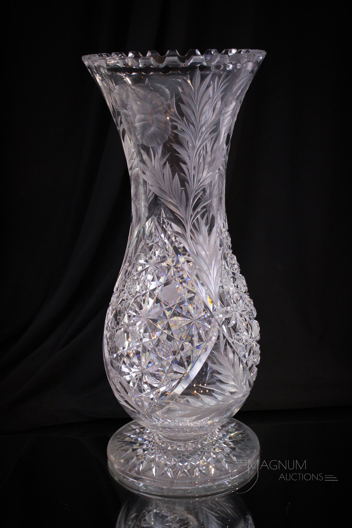 ABCG American Brilliant Cut Engraved Glass 13" Vase (1 of 15)