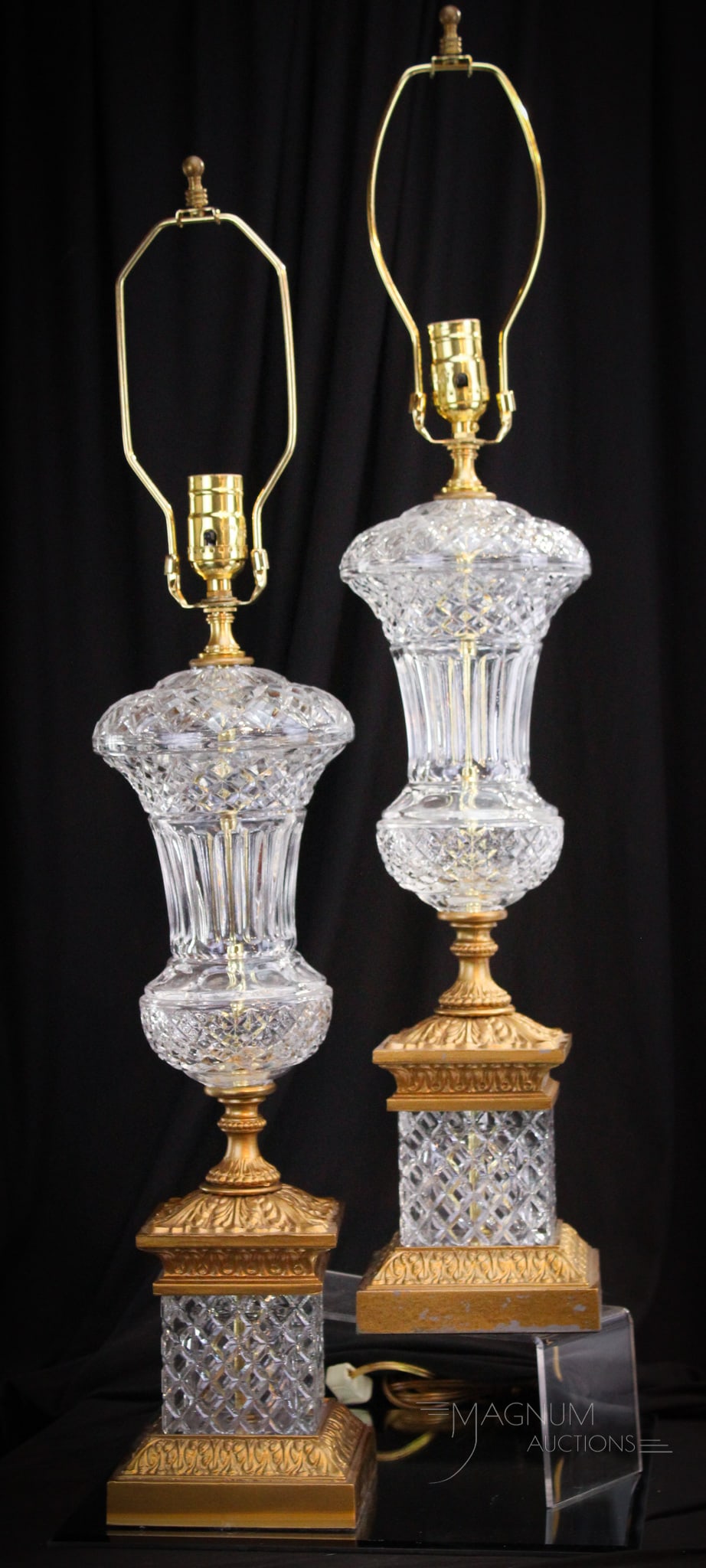 Pair of Cotemporary Decorative Cut Glass 31" Table Lamps (1 of 13)