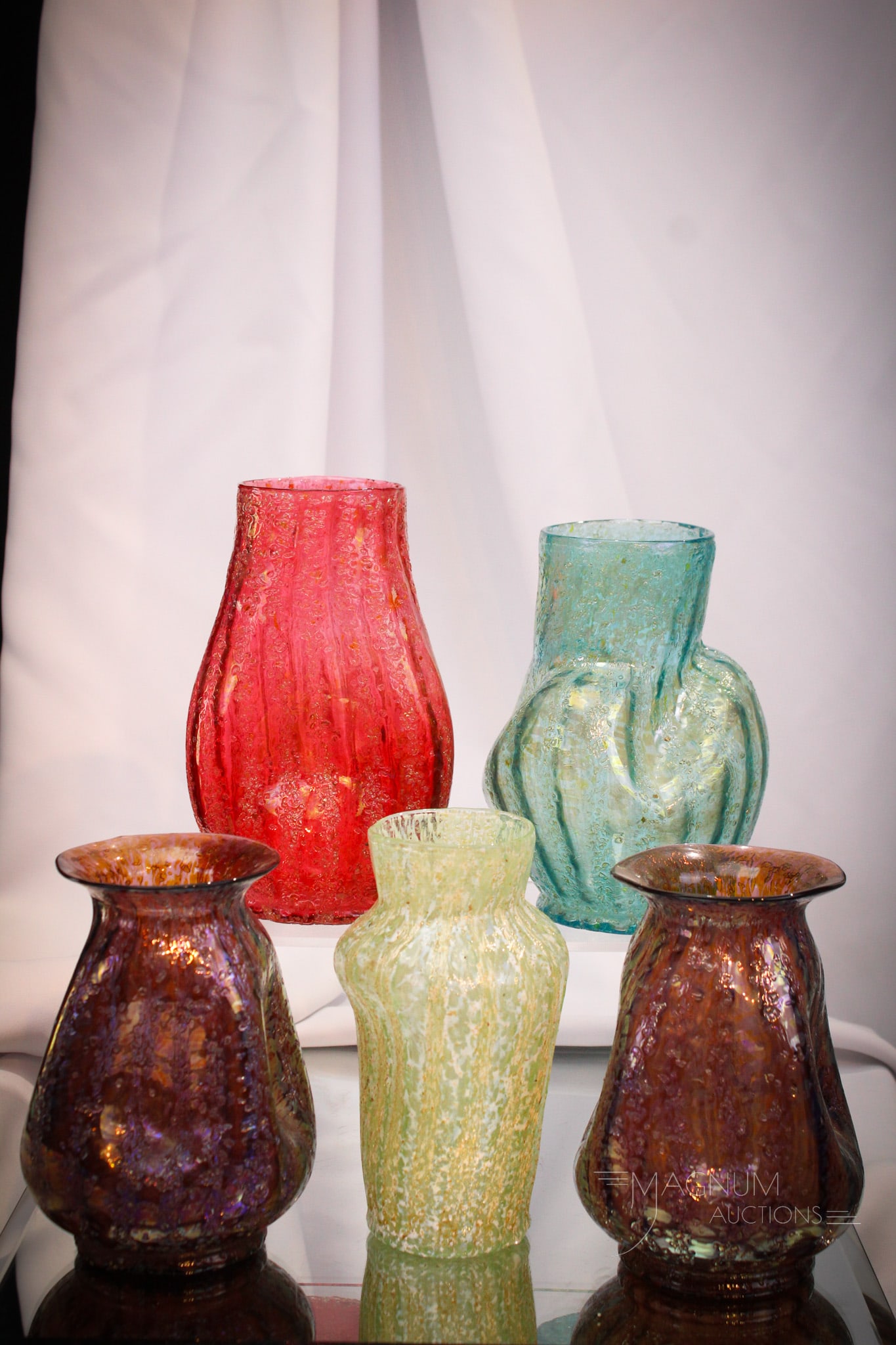 5 pc Lot Dugan Venetian Glass Vases (1 of 13)