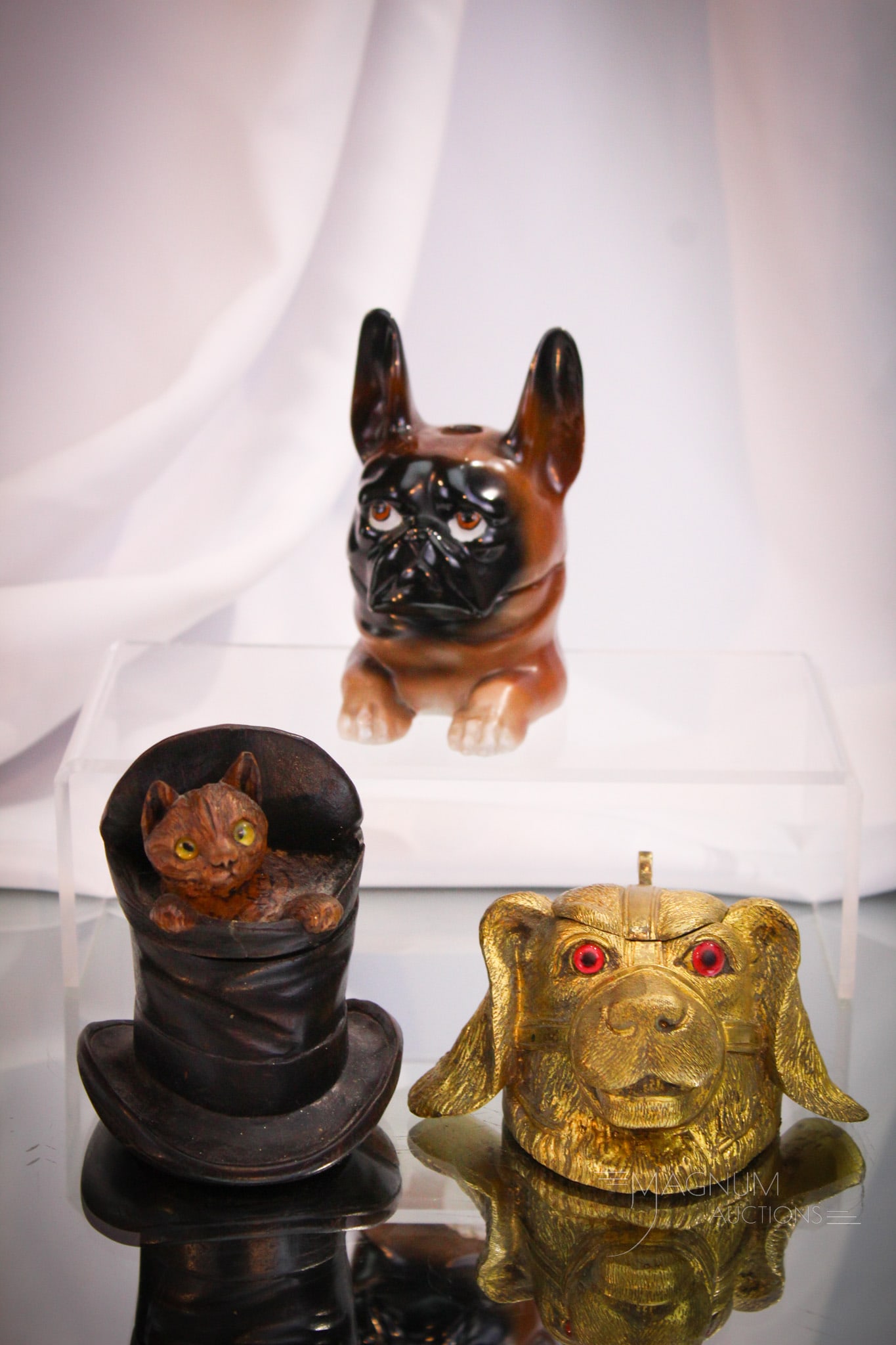 3 pc Lot Antique Figural Inkwells (1 of 15)