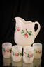 5 pc Victorian Heisey Glass Opal Beaded Swag Water Set