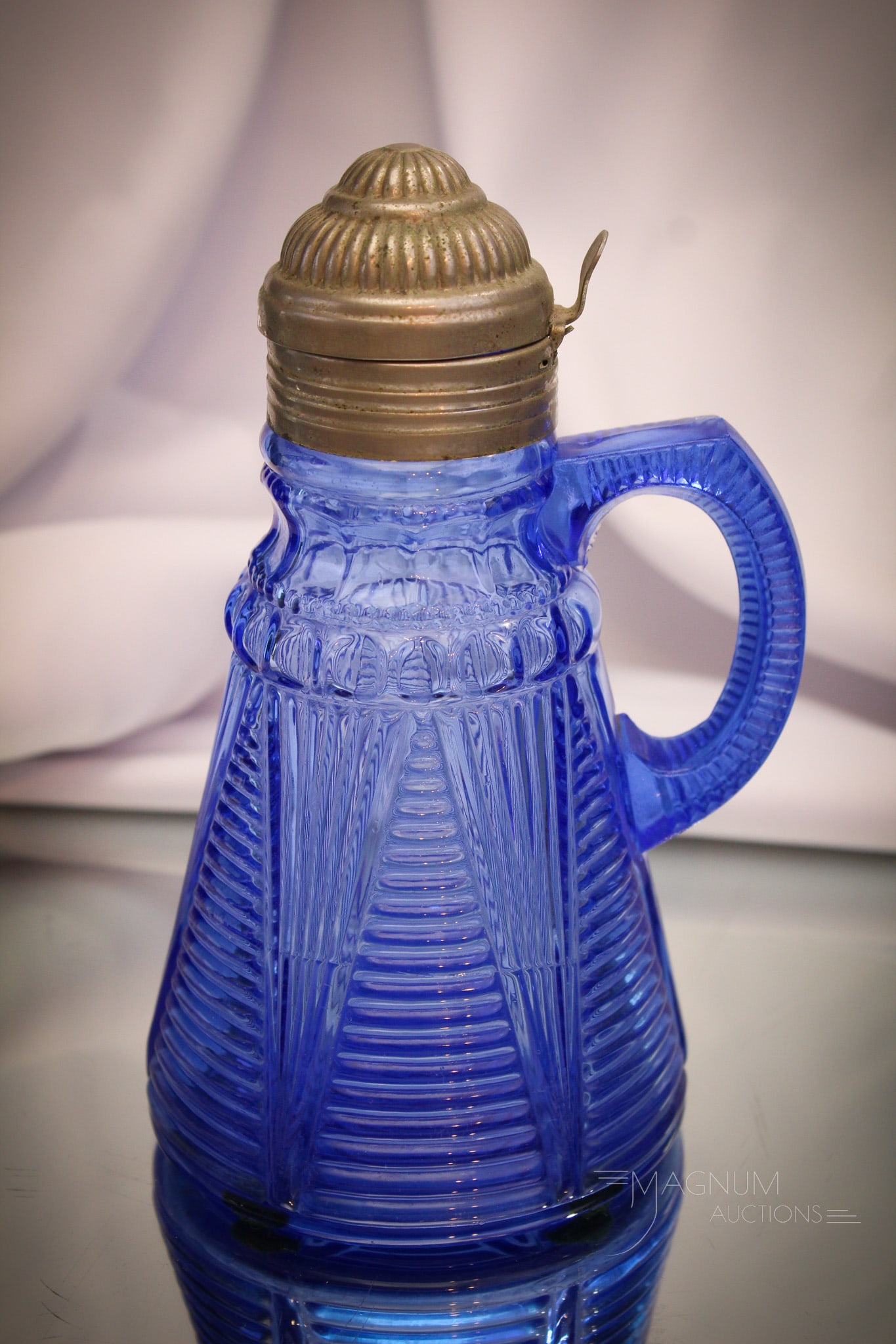 Scarce Mckee Adonis Blue Victorian Glass Syrup Pitcher (1 of 9)