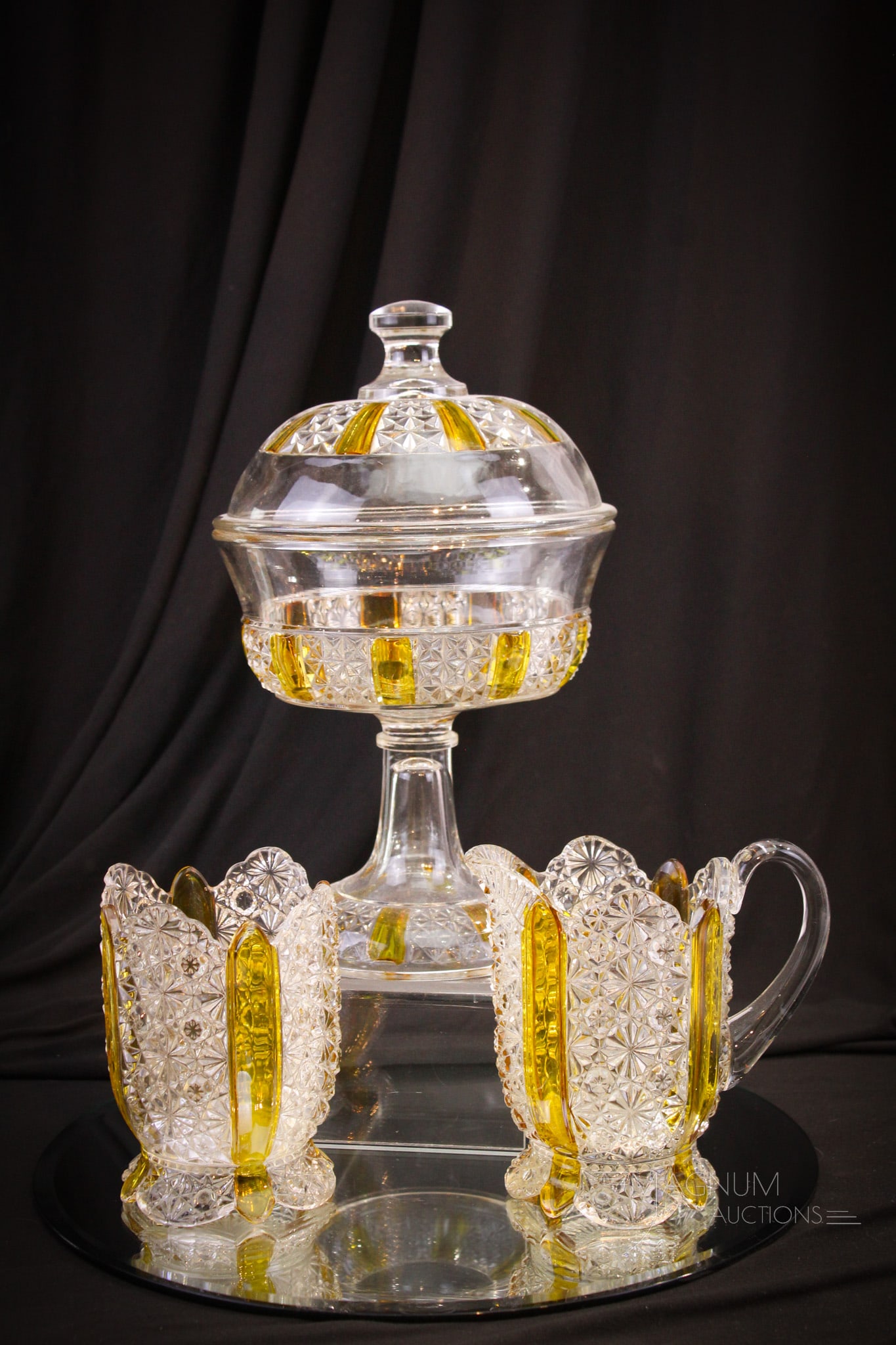 3 pc Lot Amber Stained EAPG Victorian Glass Ellrose & More (1 of 15)