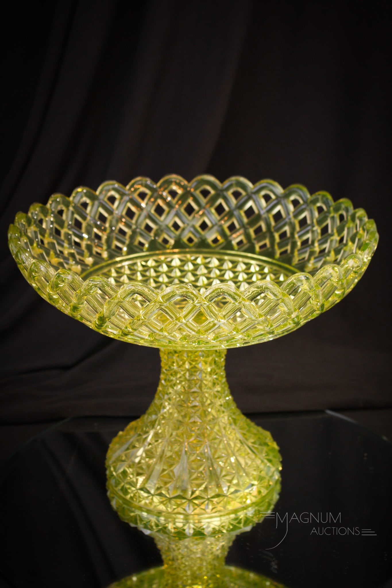Atterbury Open Lace Victorian Vaseline Compote (1 of 10)