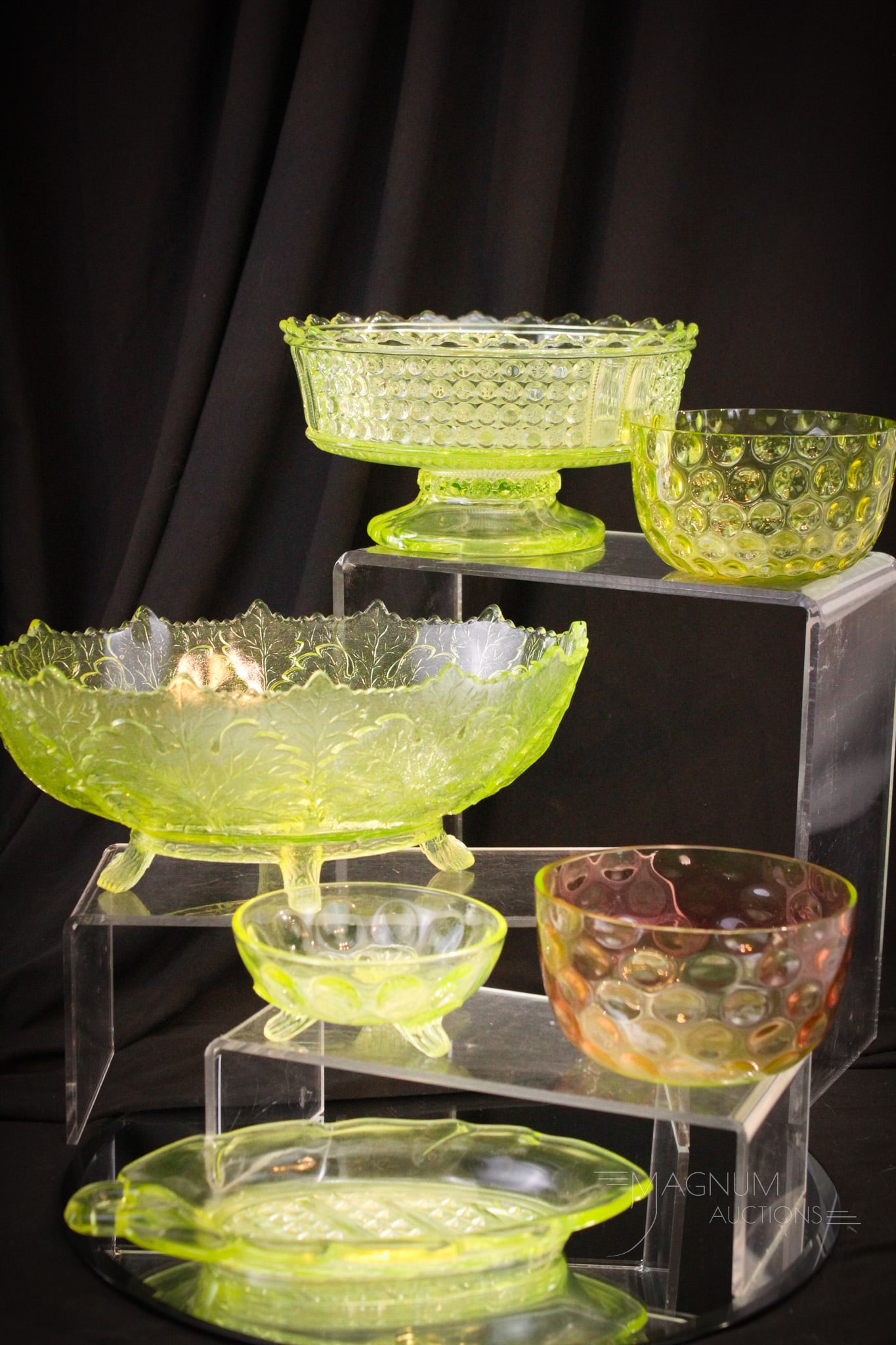 6 pc Lot Vaseline Victorian Glass (1 of 12)