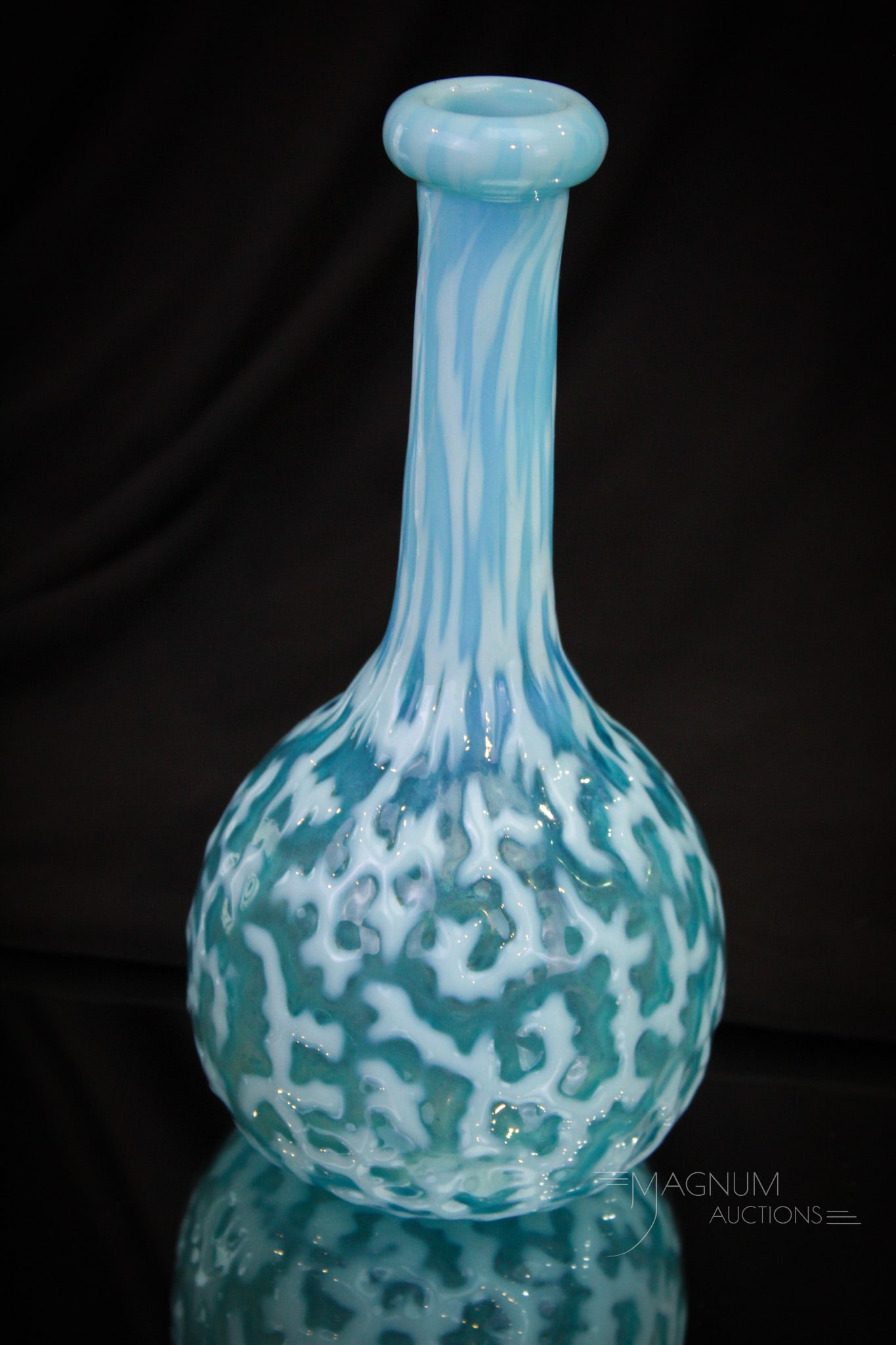 Blue Opalescent Victorian Glass Coral Barber Bottle (1 of 4)