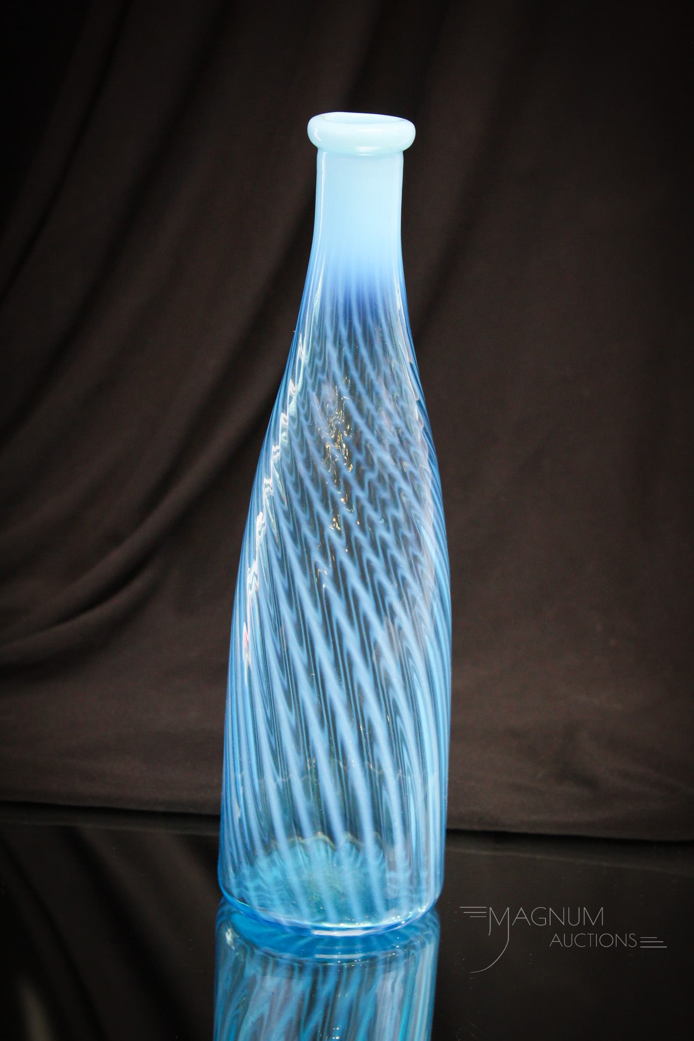 Blue Opalesceent Swirl Pepsi-Mold Victorian Barber Bottle (1 of 6)