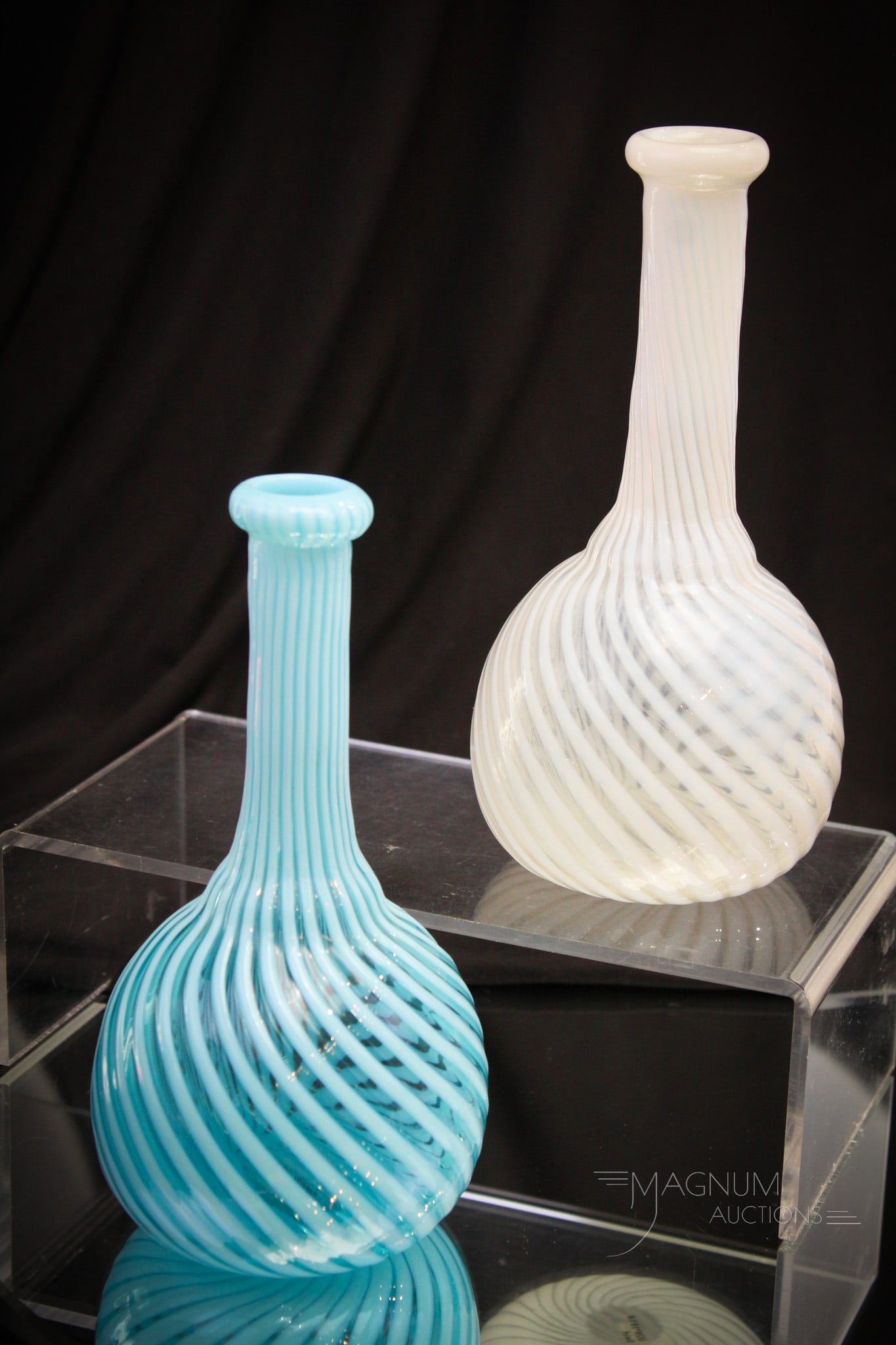 2 pc Lot Hobb's Opalescent Victorian Glass Barber Bottles (1 of 9)