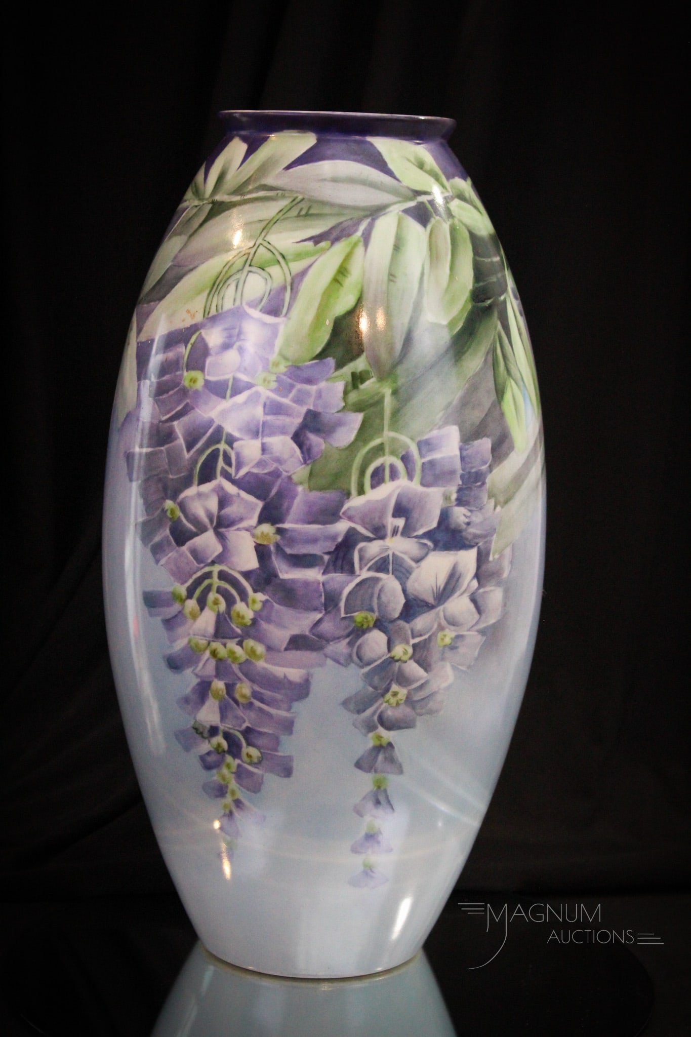 Massive 15" Willets Belleek Wisteria Hand Painted Porcelain Vase (1 of 8)