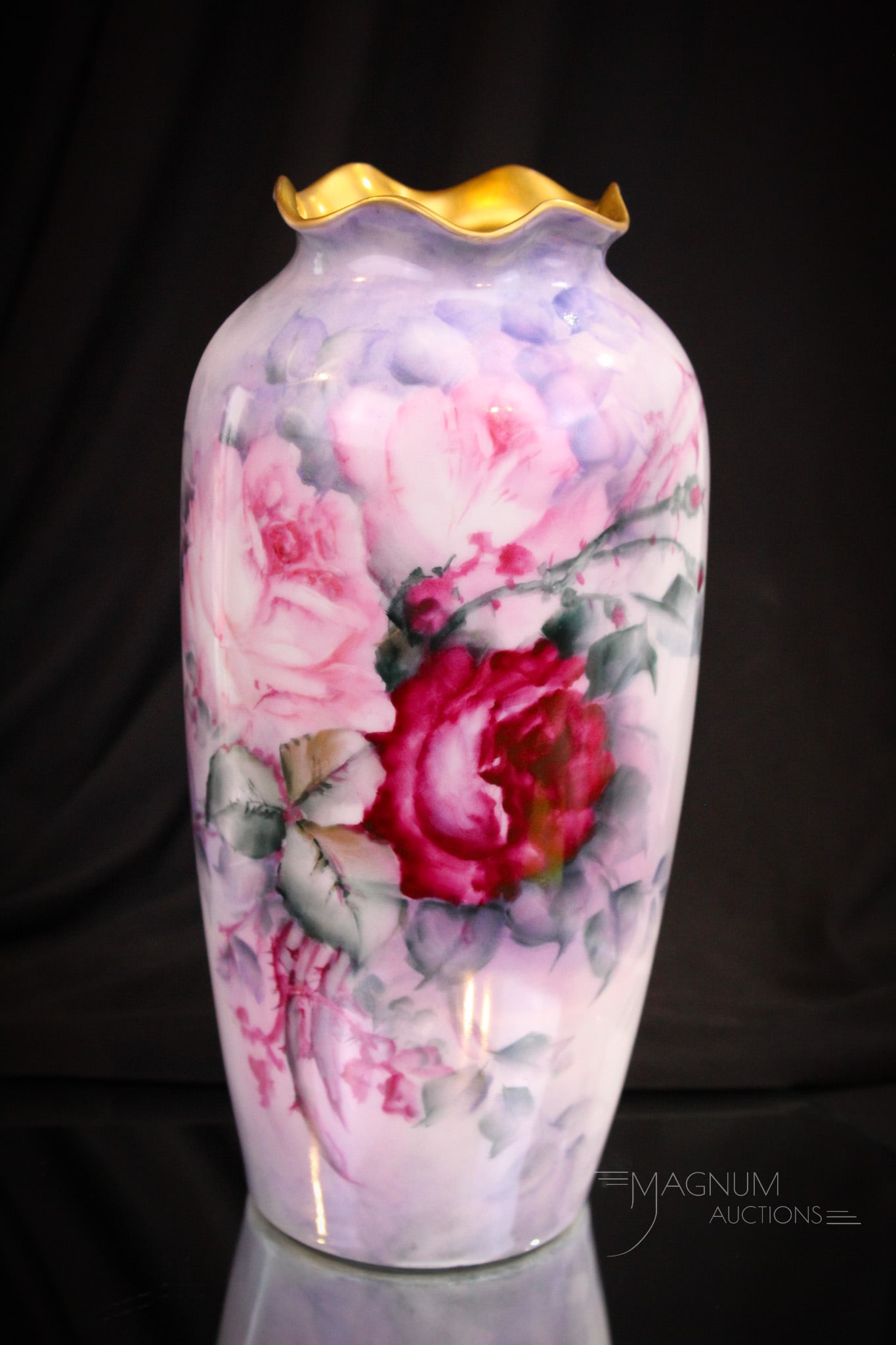 PSL Imperial Austria Hand Painted Porcelain Roses 10" Vase (1 of 8)