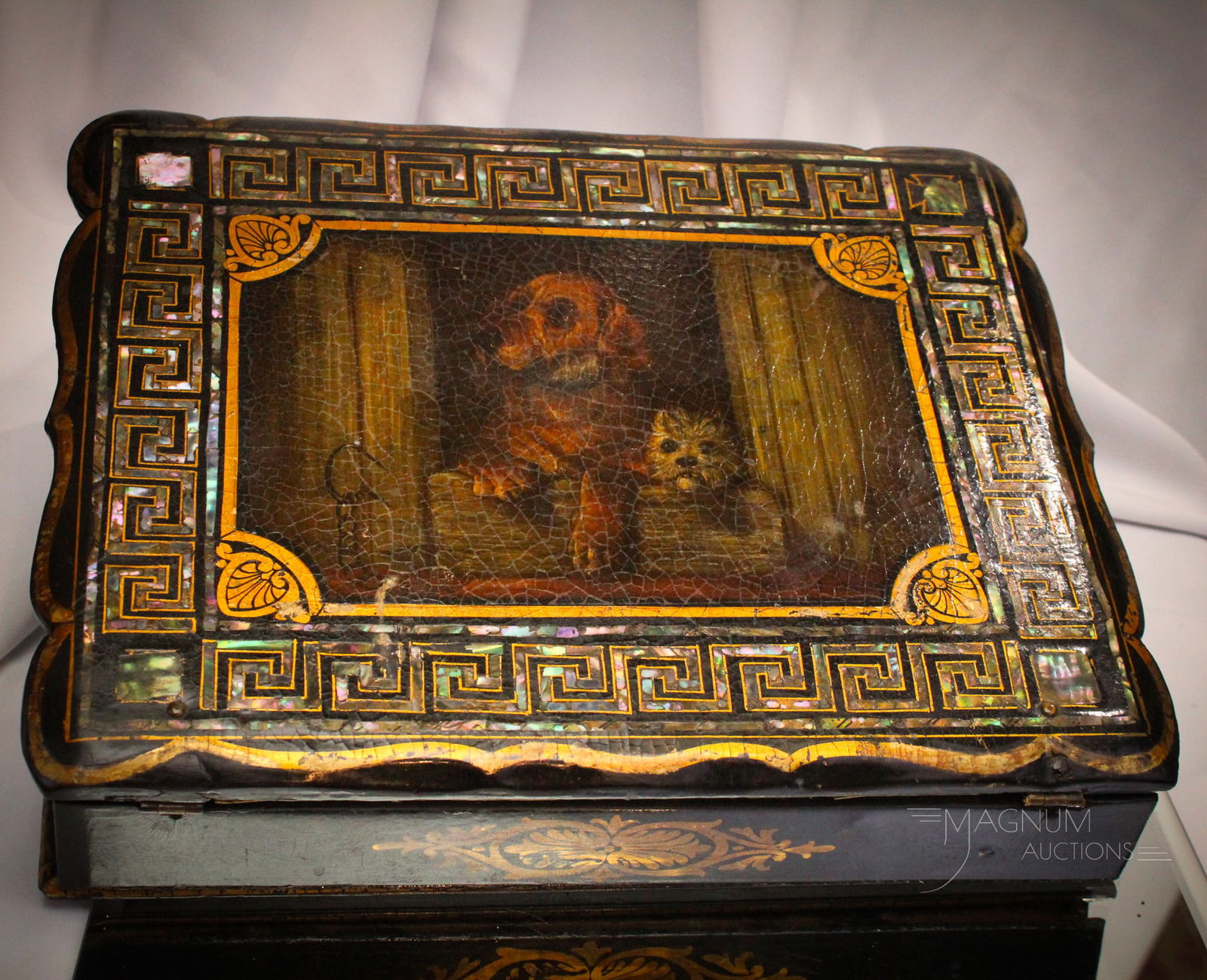 Victorian Paper Mache' Victorian Mother of Pearl Inlay Lap Desk (1 of 9)