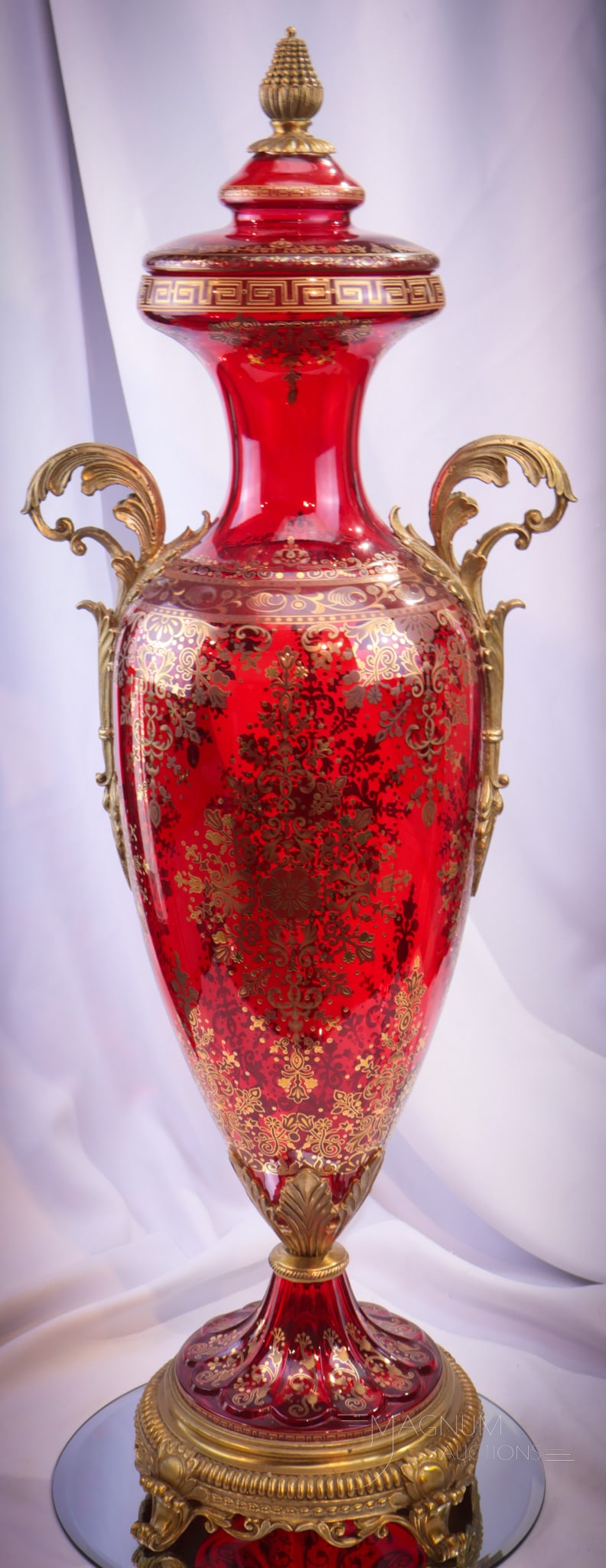 Monumental Gilt Ruby Glass 33" Palace Urn (1 of 14)