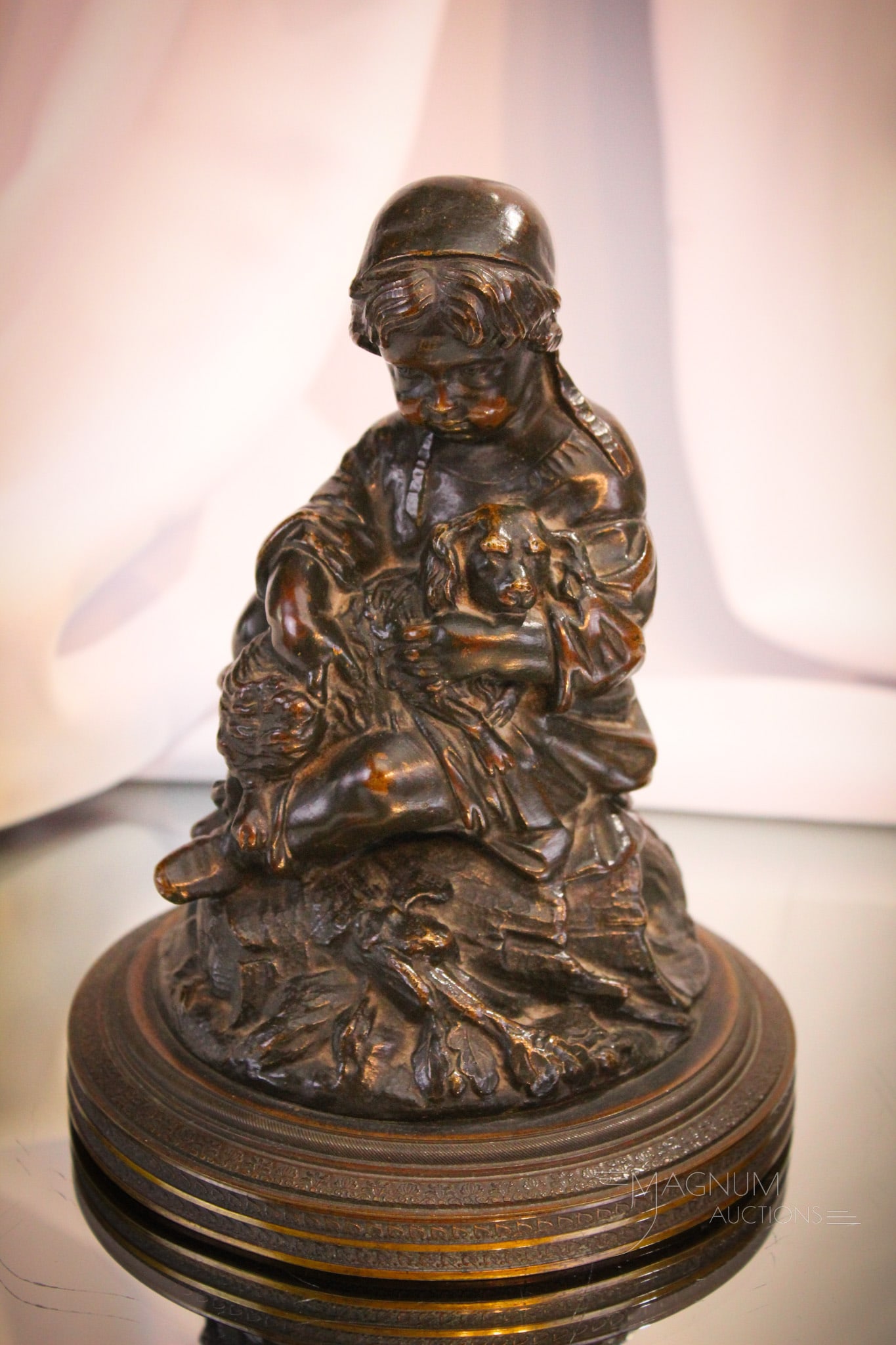 Falconet signed Girl with Dog Bronze (1 of 7)