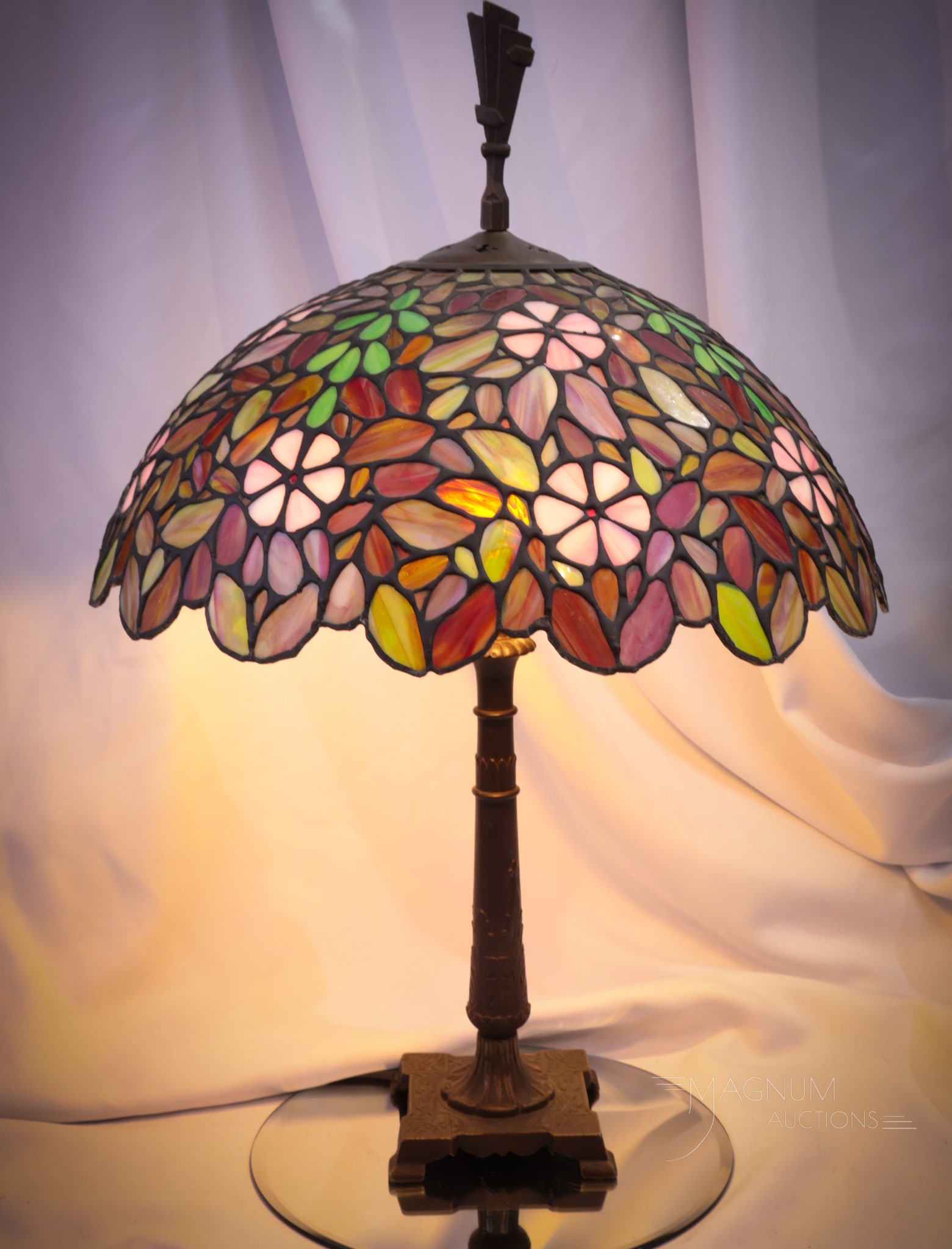 Art Deco Handel Unique Style Leaded Glass Antique Table Lamp (1 of 13)