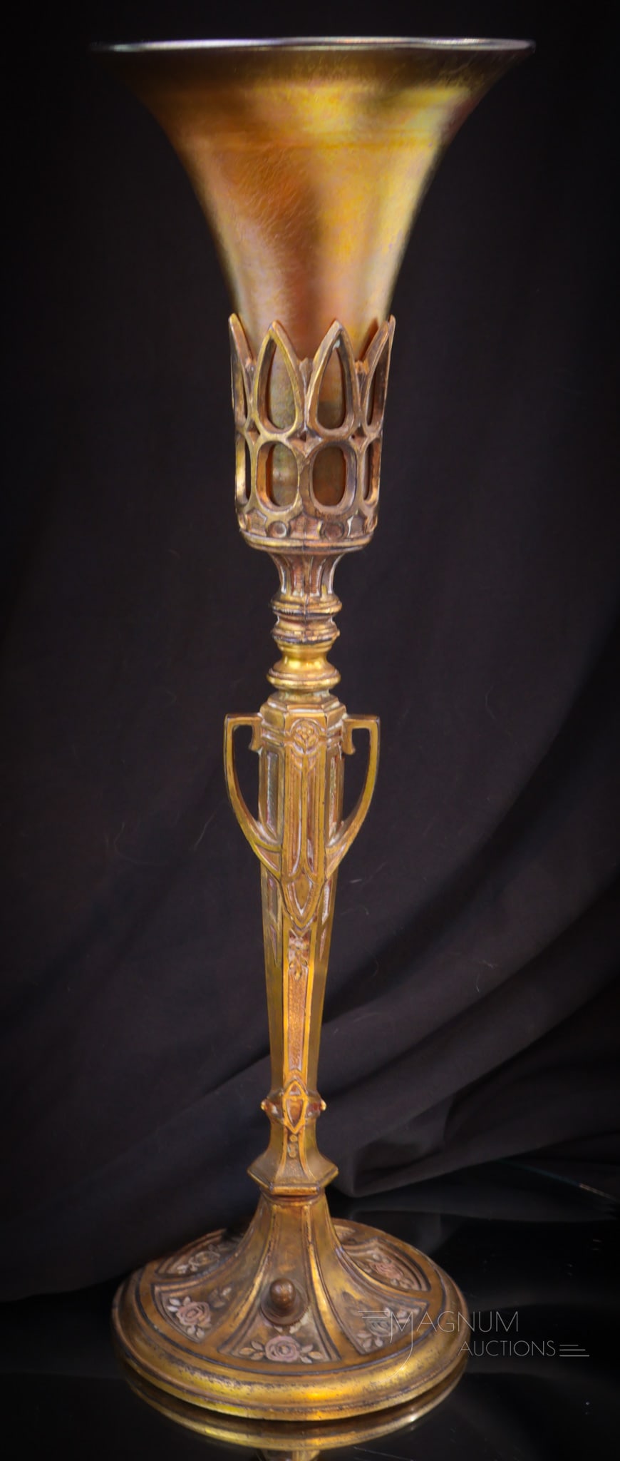 Art Deco Gold Aurene Glass Accent Lamp (1 of 11)