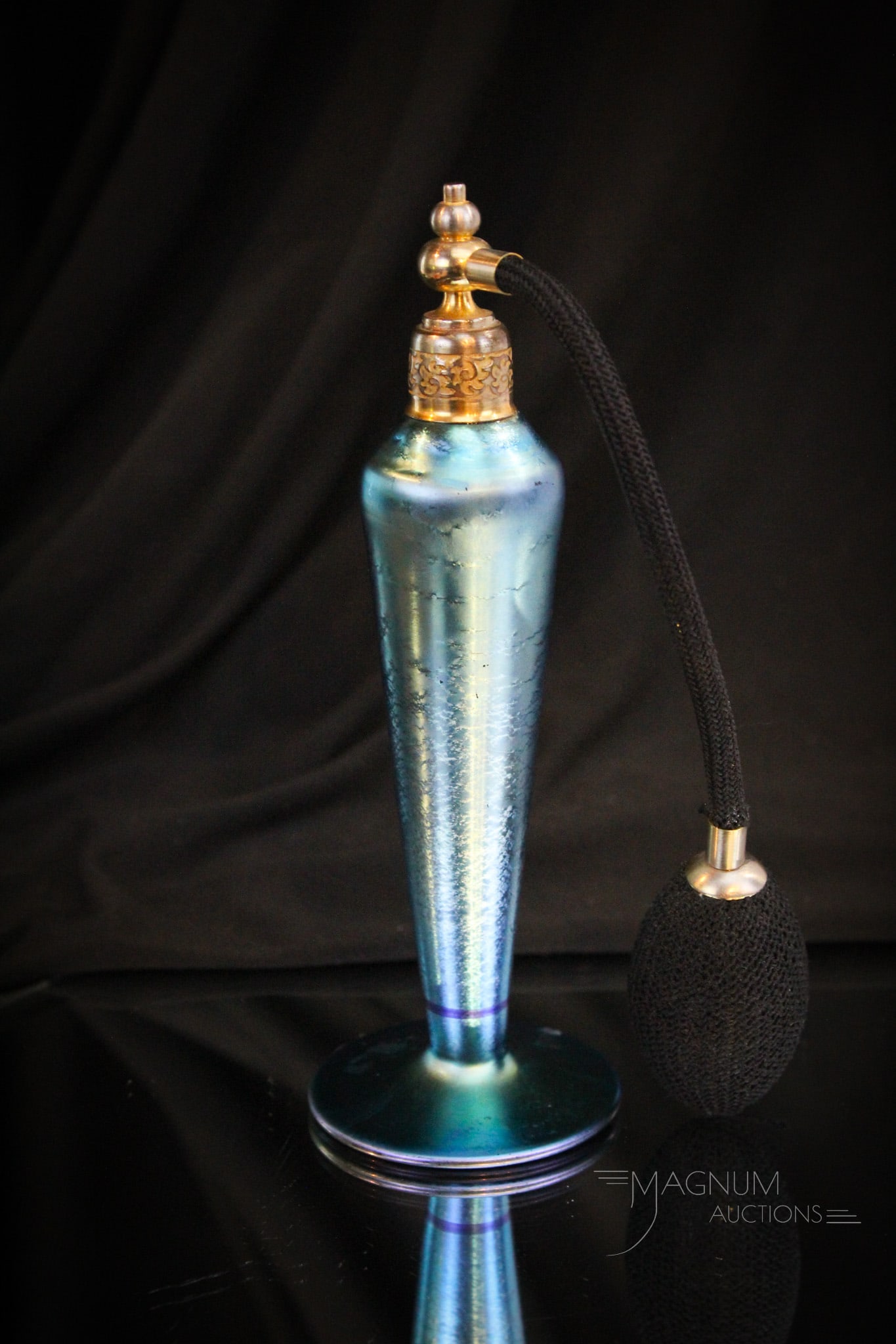 Steuben Blue Aurene Glass Perfume Atomizer (1 of 5)