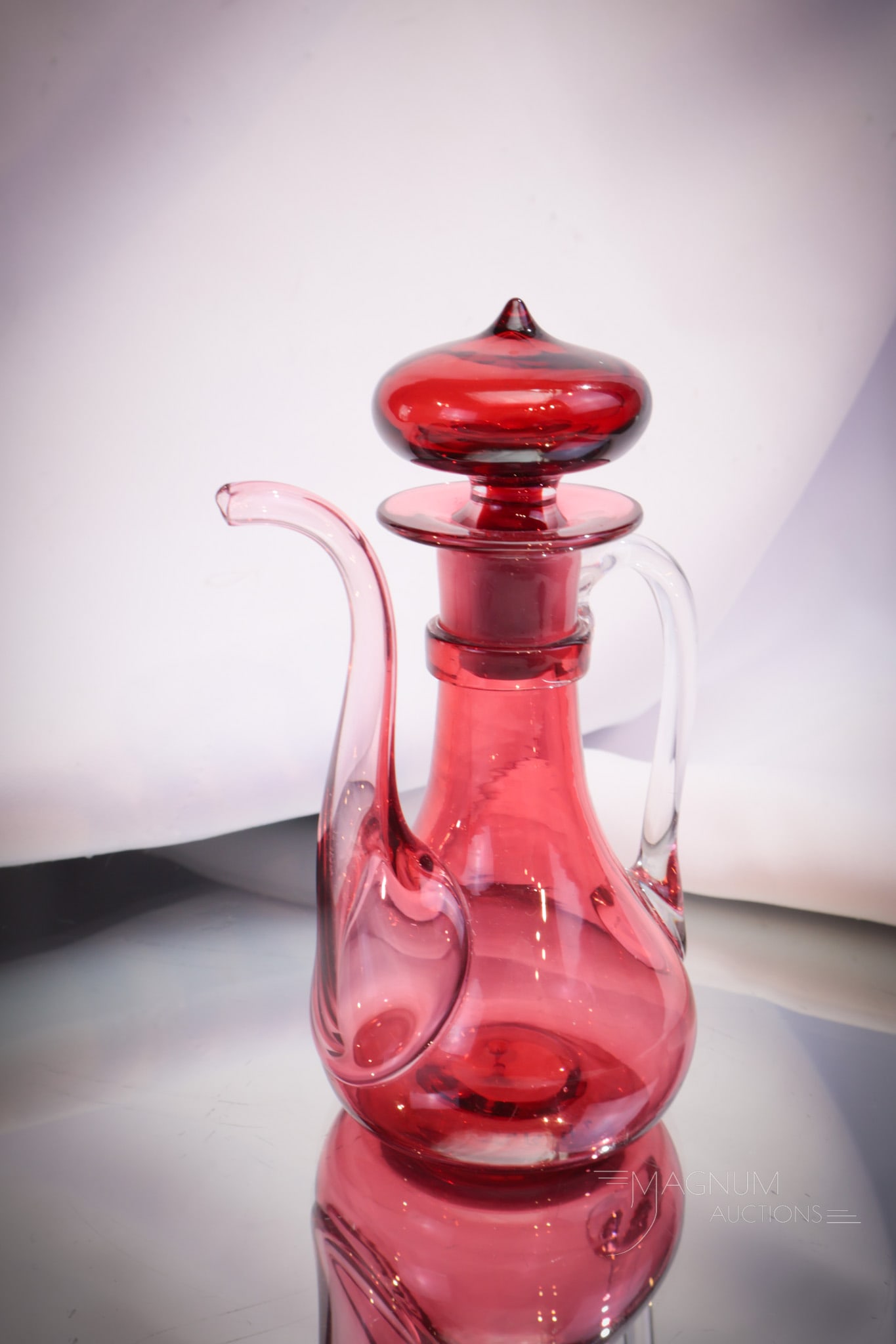Signed Steuben Gold Ruby Glass Cruet (1 of 7)