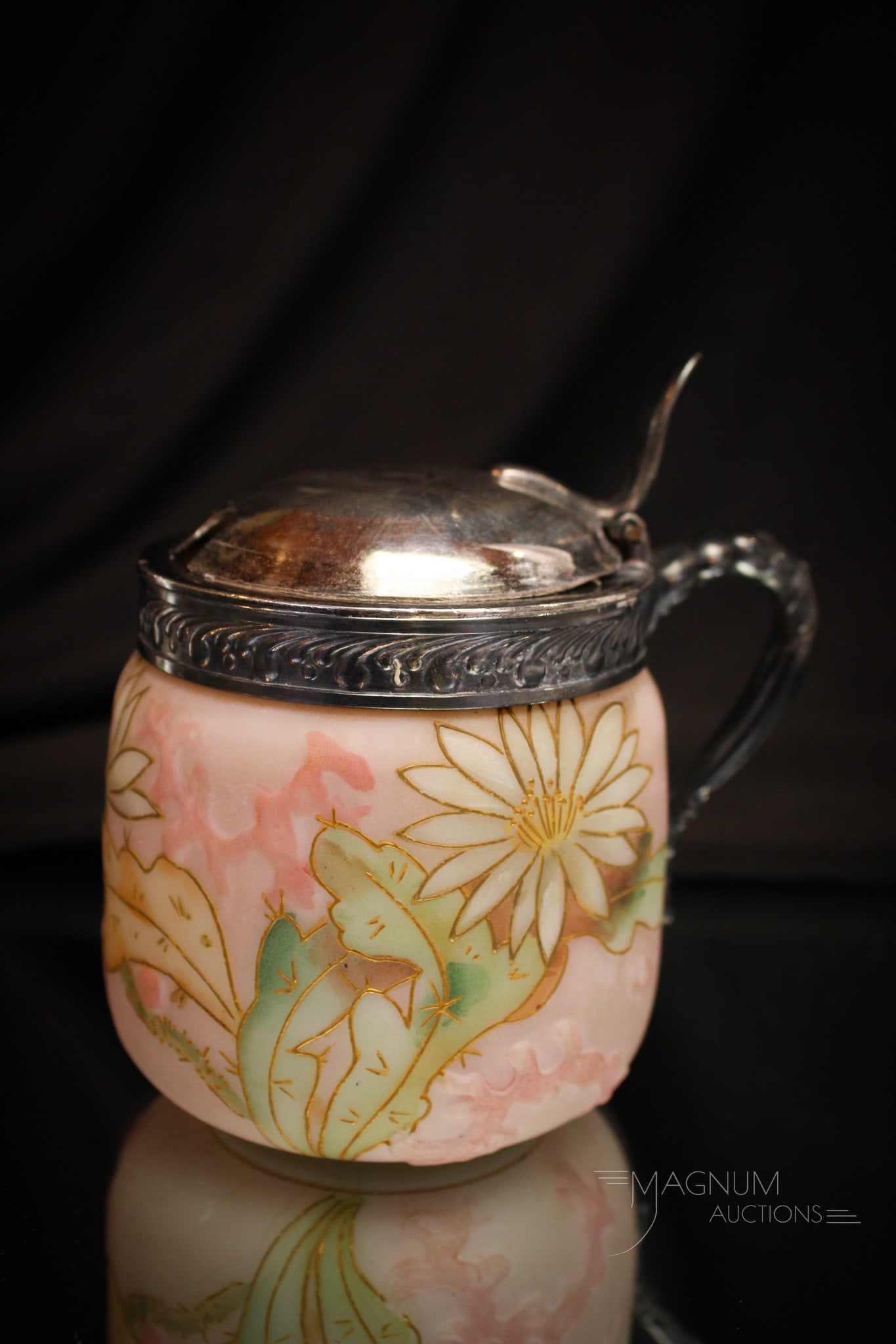 Mt. Washington Victorian Crown Milano Cactus Flower Mustard Jar (1 of 6)