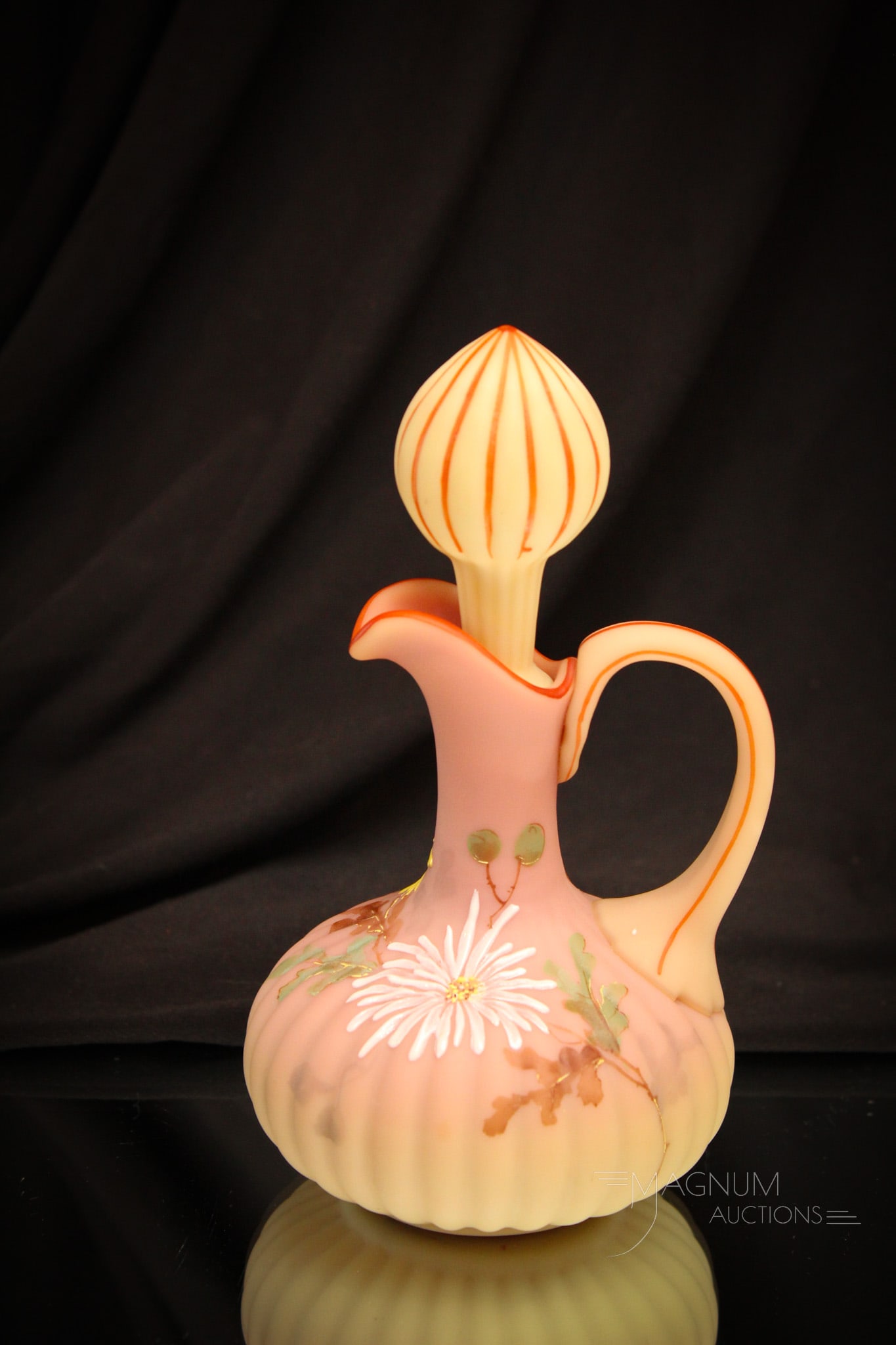 Mt. Washington Decorated Victorian Burmese Glass Cruet (1 of 6)