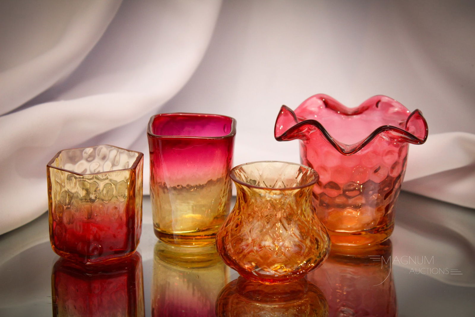 4 pc Lot Amberina Glass Toothpick Holders (1 of 6)