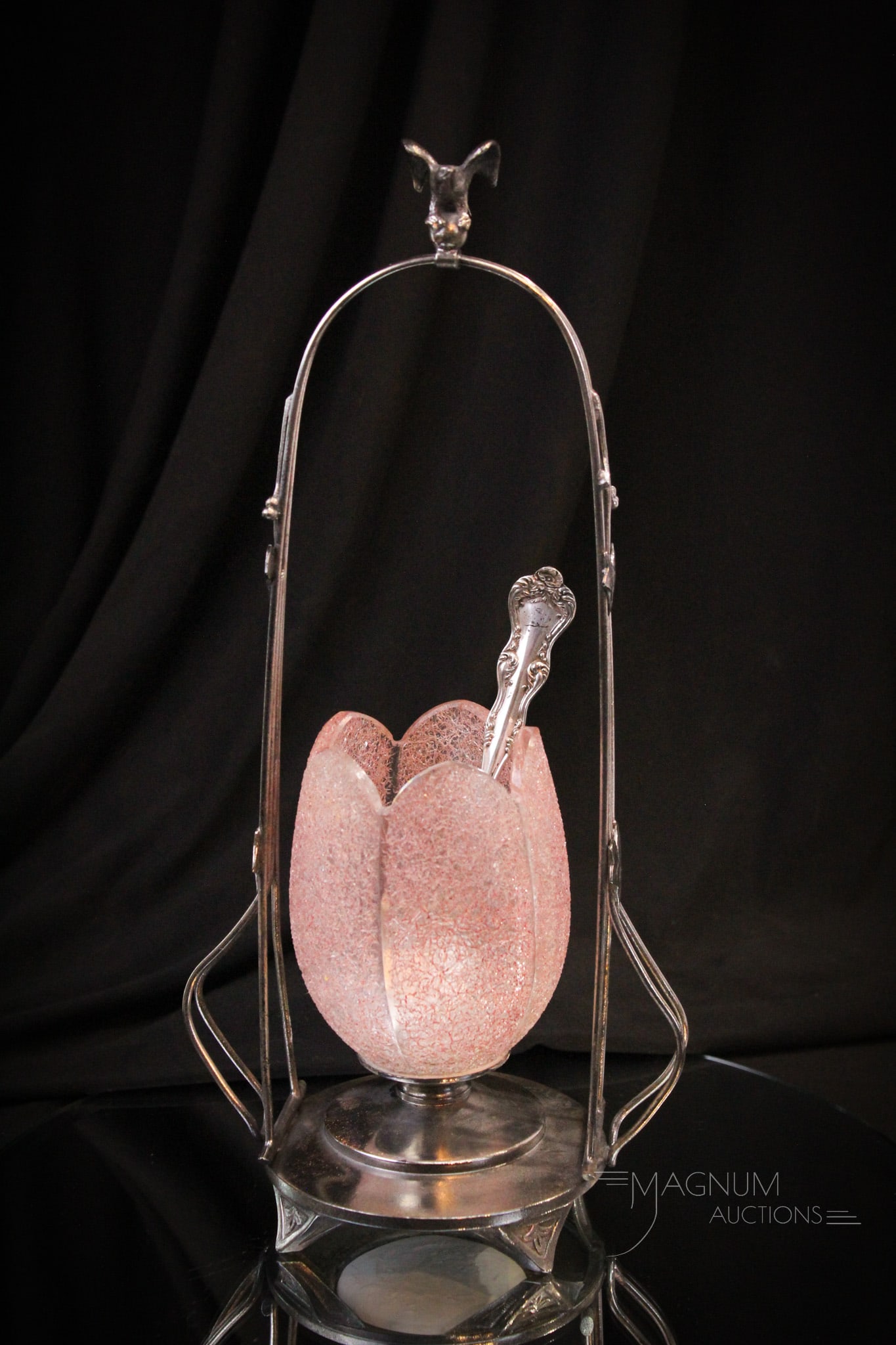 Pink Overshot Victorian Silverplate Spoon Holder Castor (1 of 6)