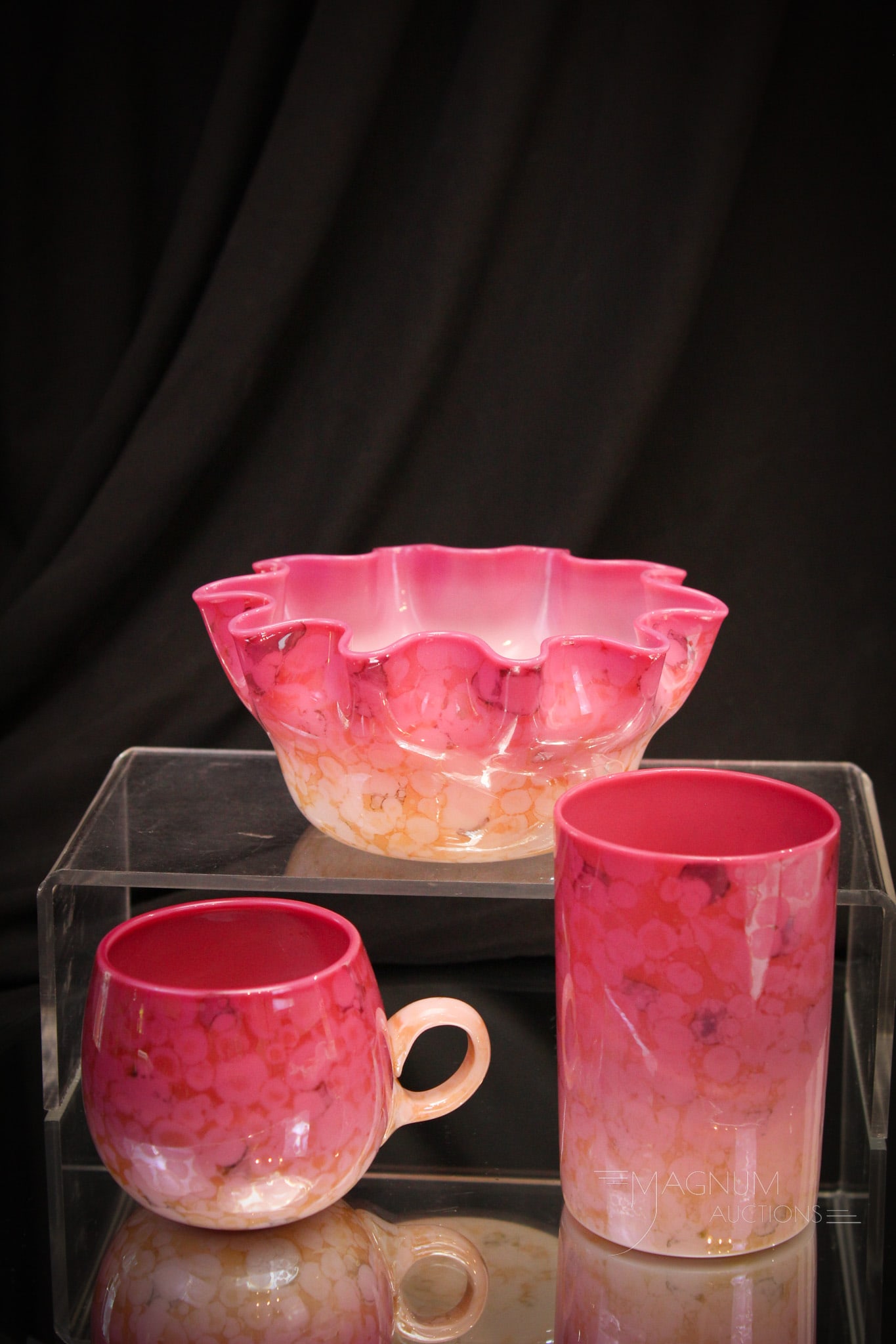 3 pc Lot New England Peachblow Agata Victorian Glass (1 of 11)